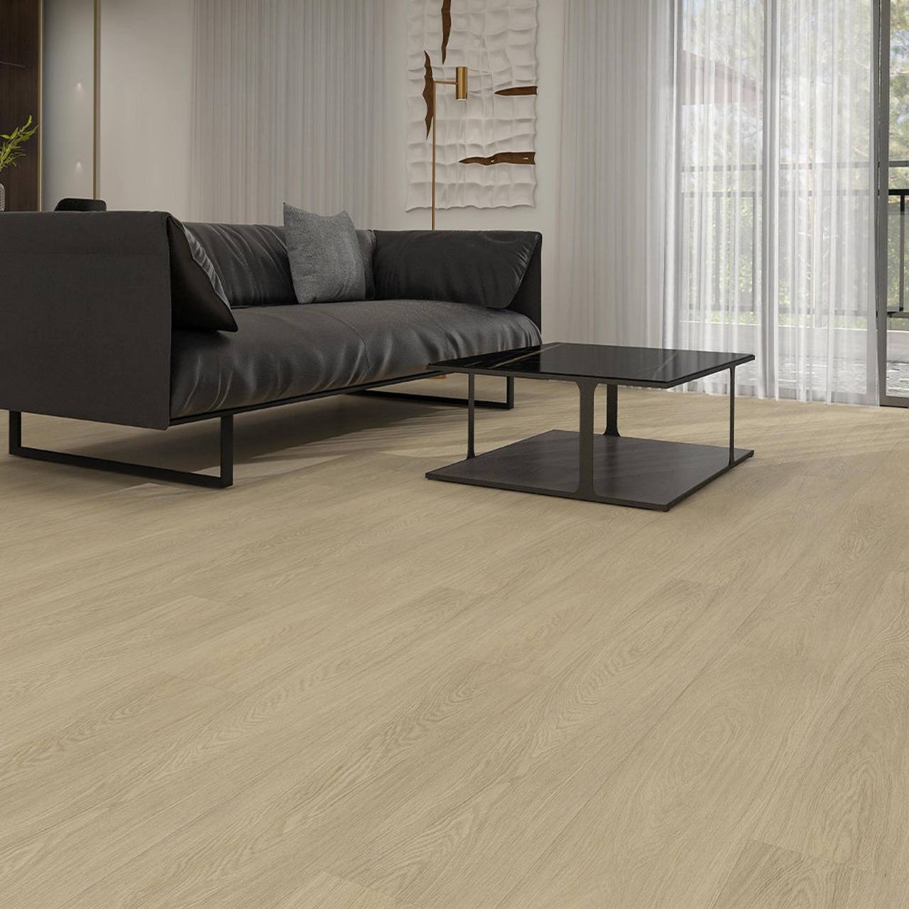 Room with Aveiro Natural vinyl plank flooring, Parkay Standards Wide