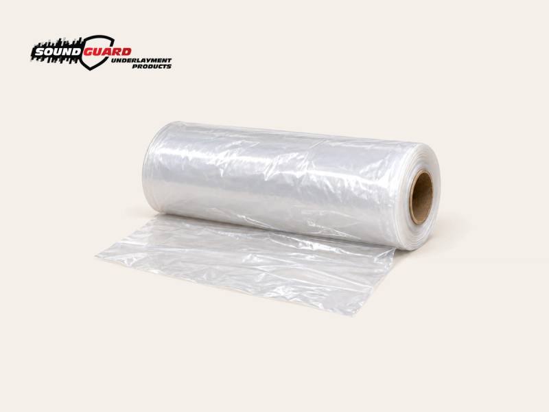 Illustration of a roll of clear plastic moisture barrier
