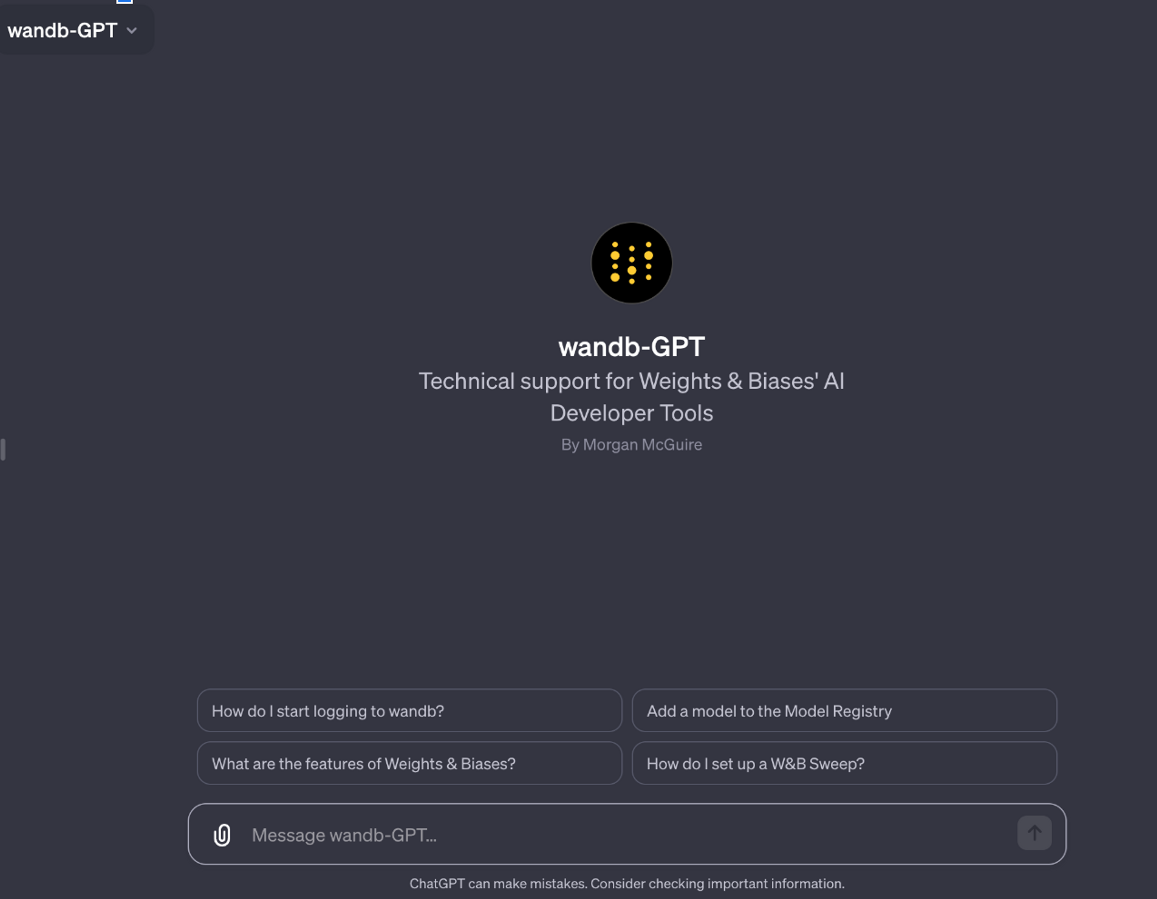 WandBot being served via the wandb-GPT at wandb.me/gpt