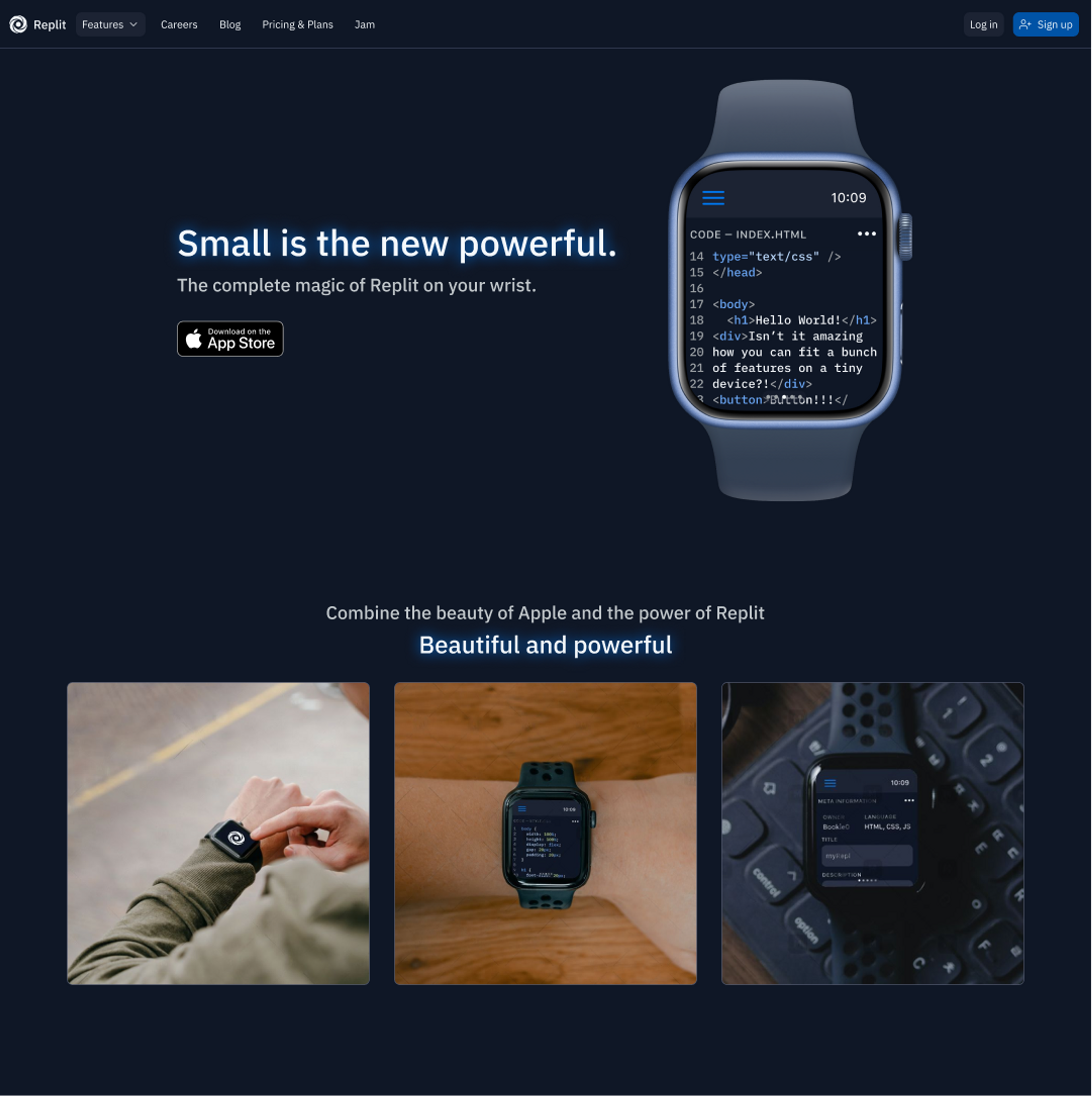 Replit on Apple Watch product page