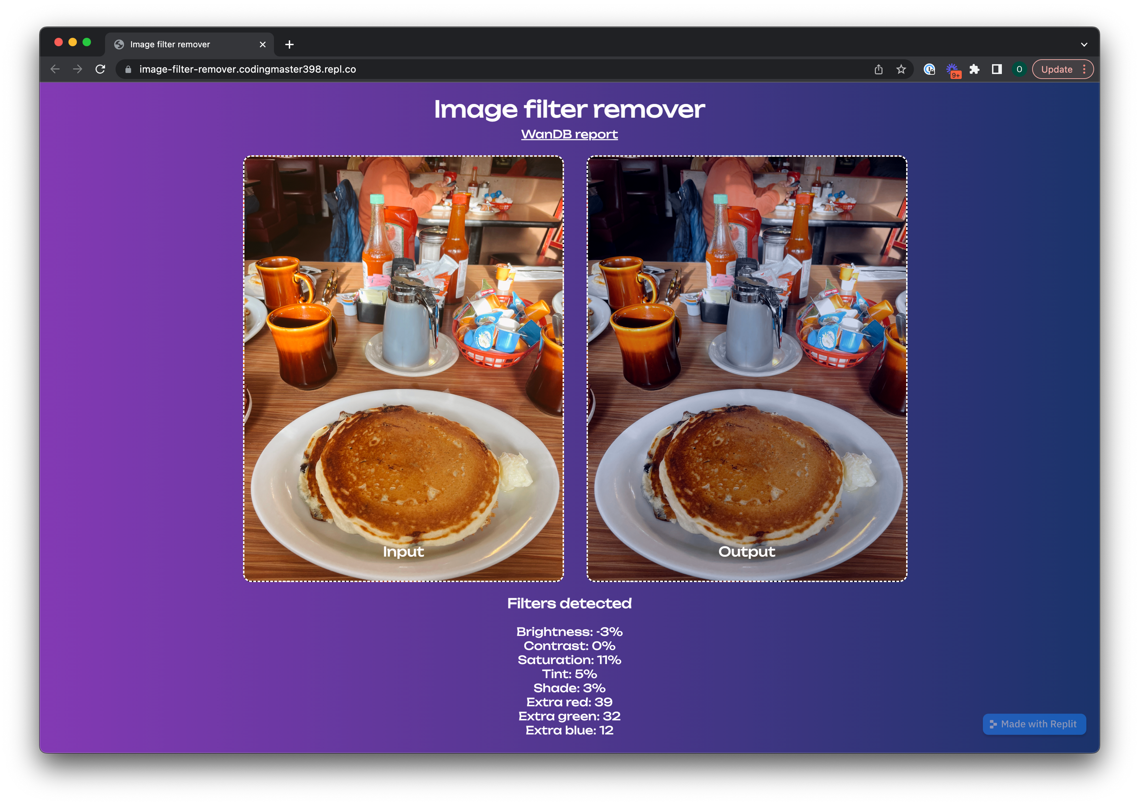 Pancakes pic filter being detected
