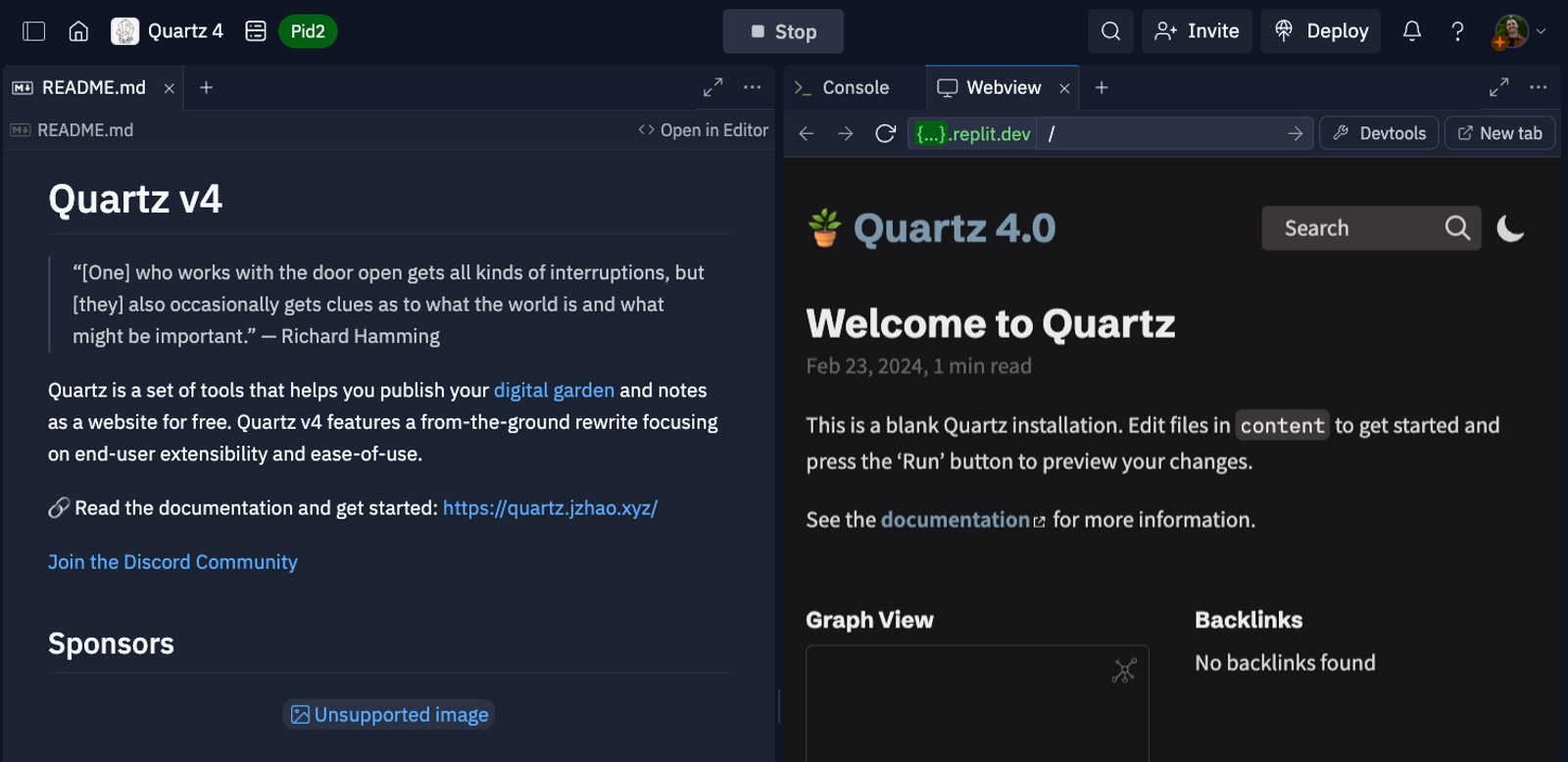 Quartz site preview in webview