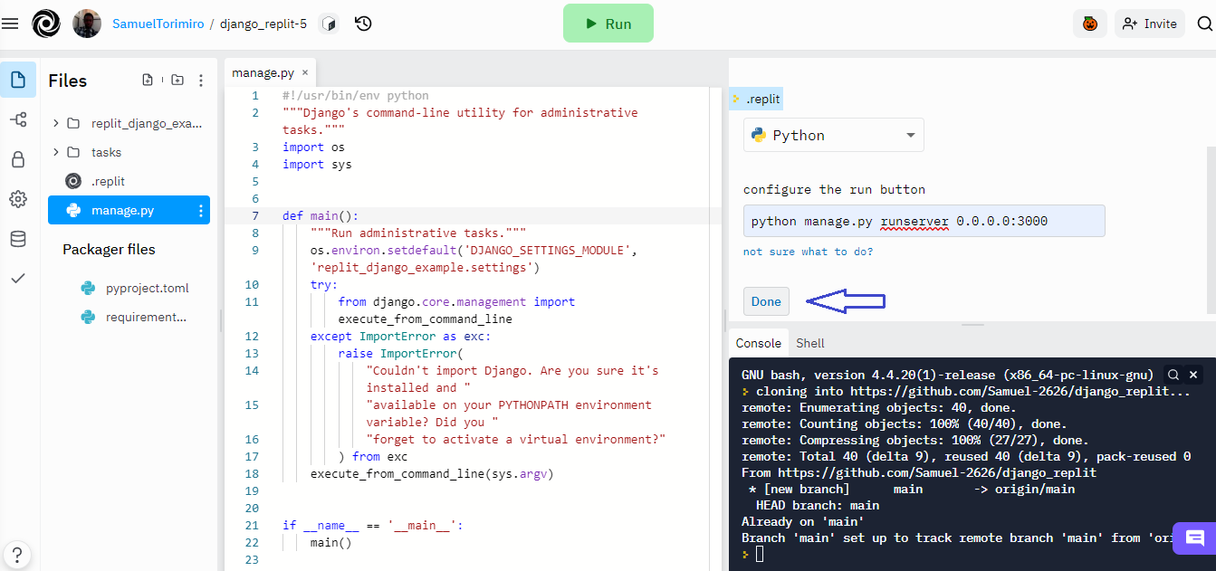 Replit create a new app with GitHub 2