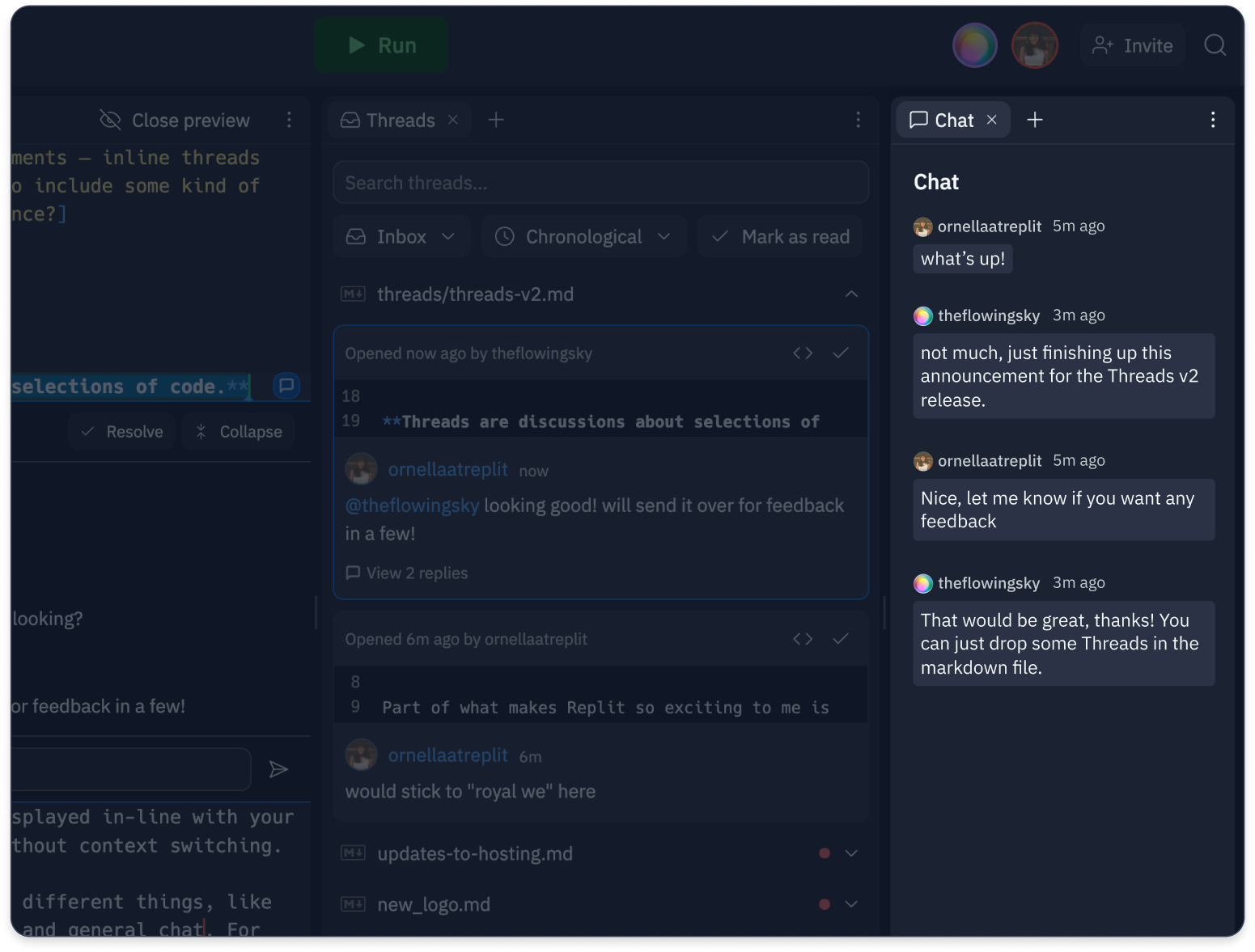 The new Chat tab