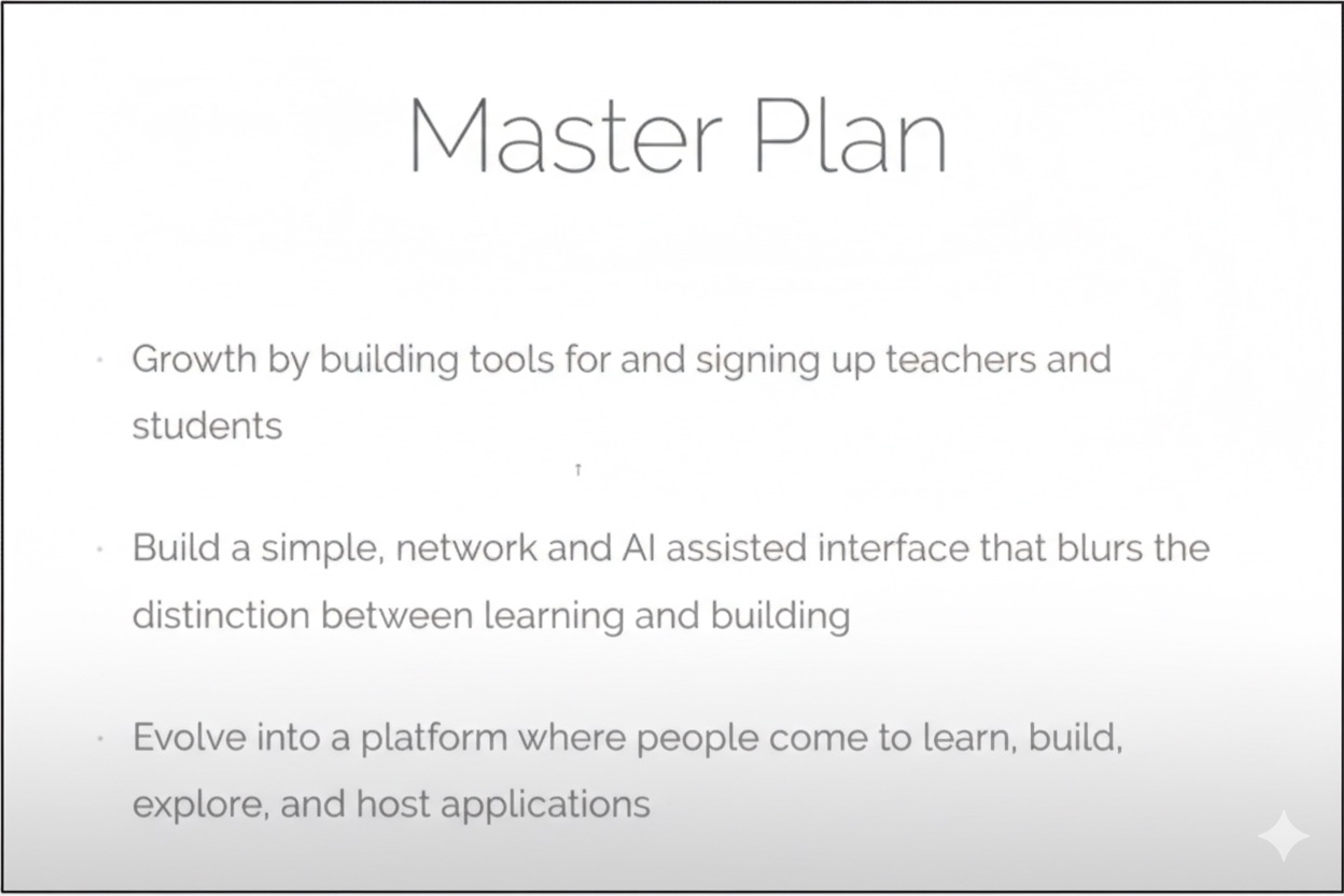 “Master Plan” slide from 2015 