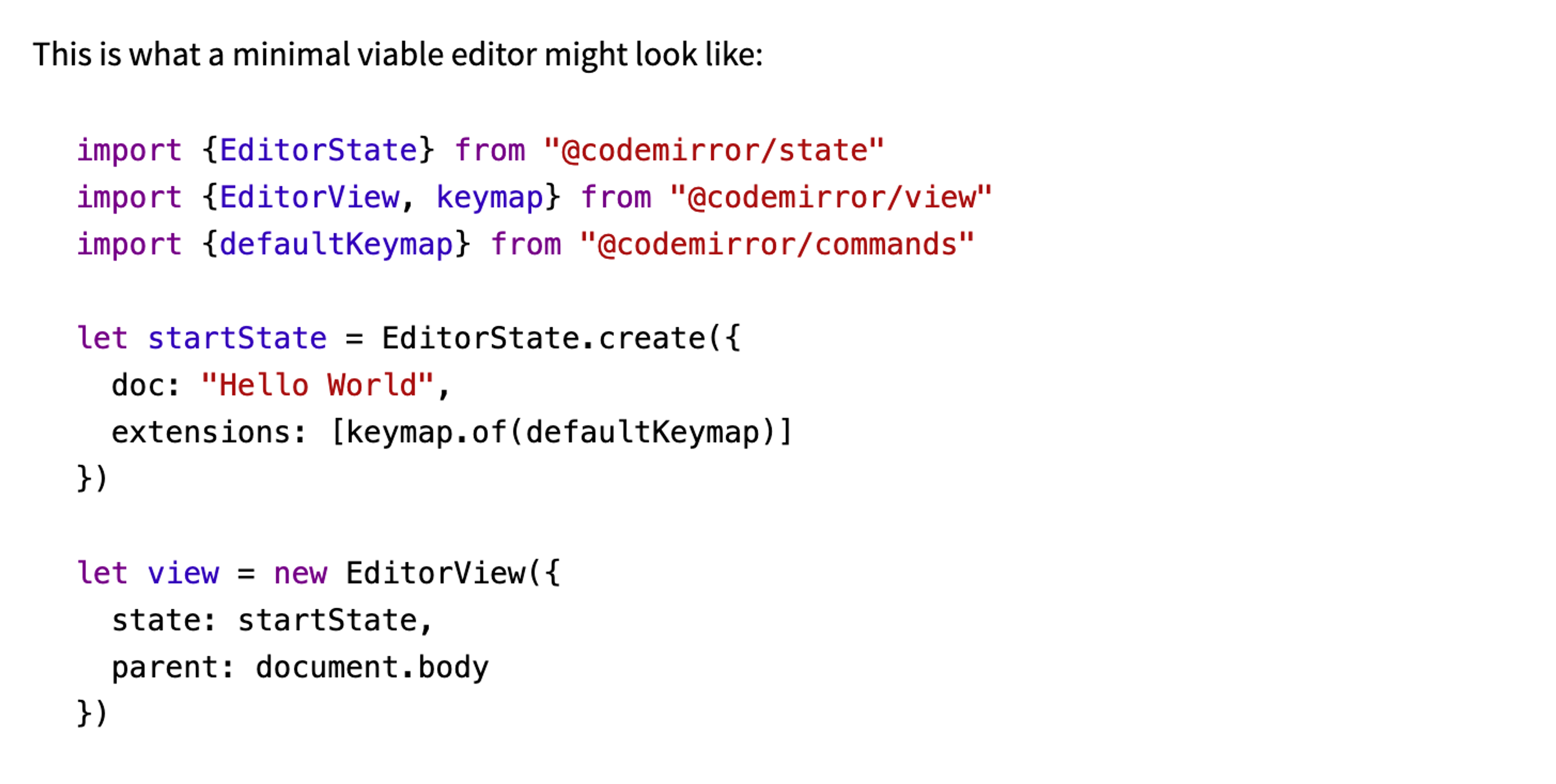Minimal CodeMirror editor