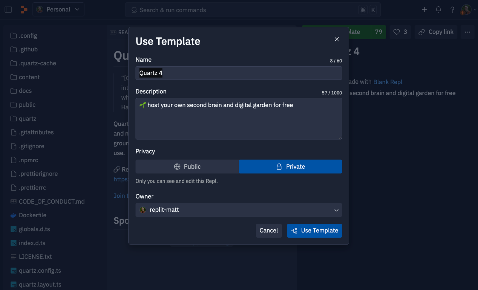 Personal Blog With Quartz - Replit
