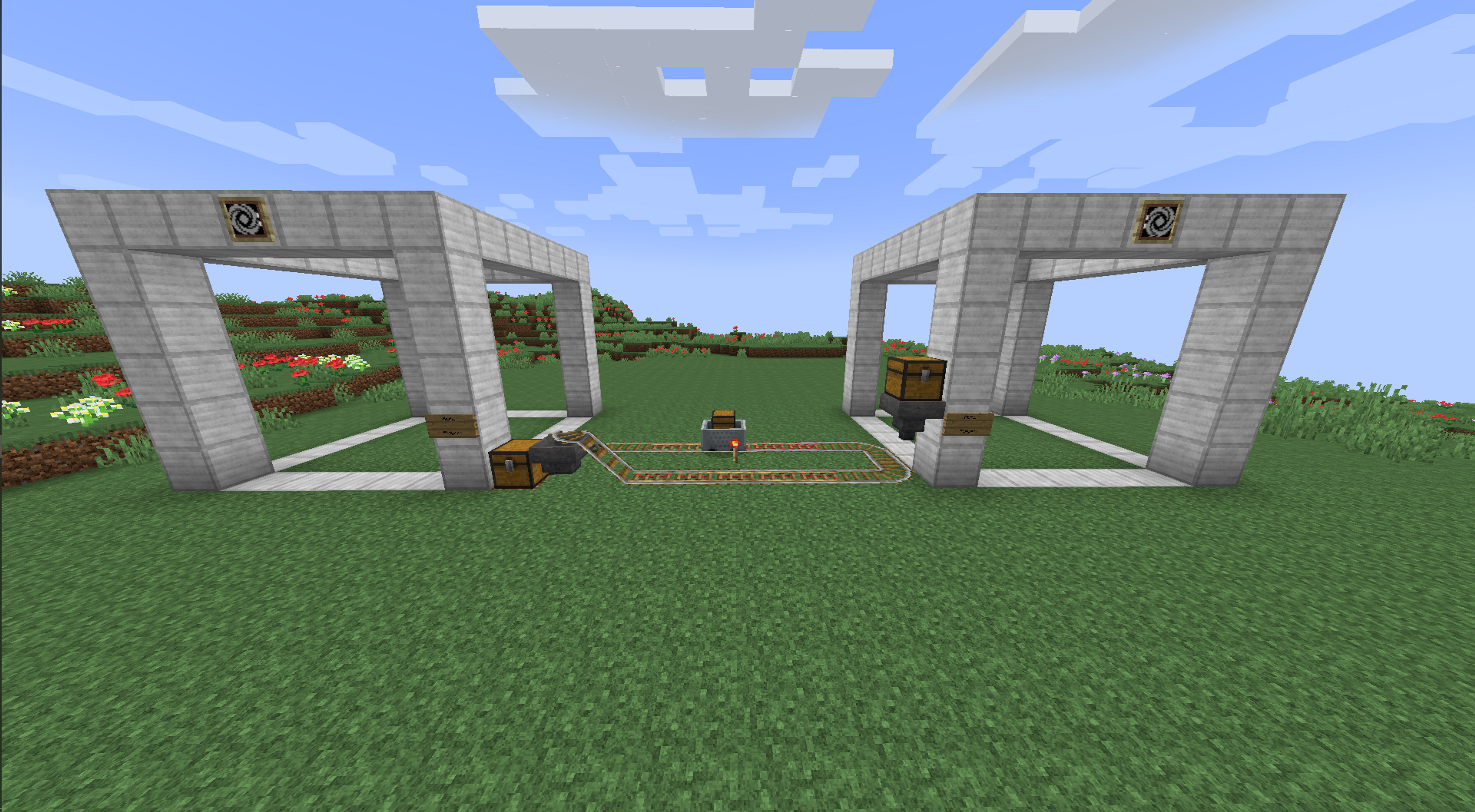 Two structures connected via minecart