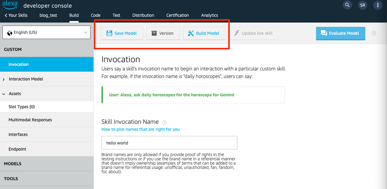 alexa interaction model