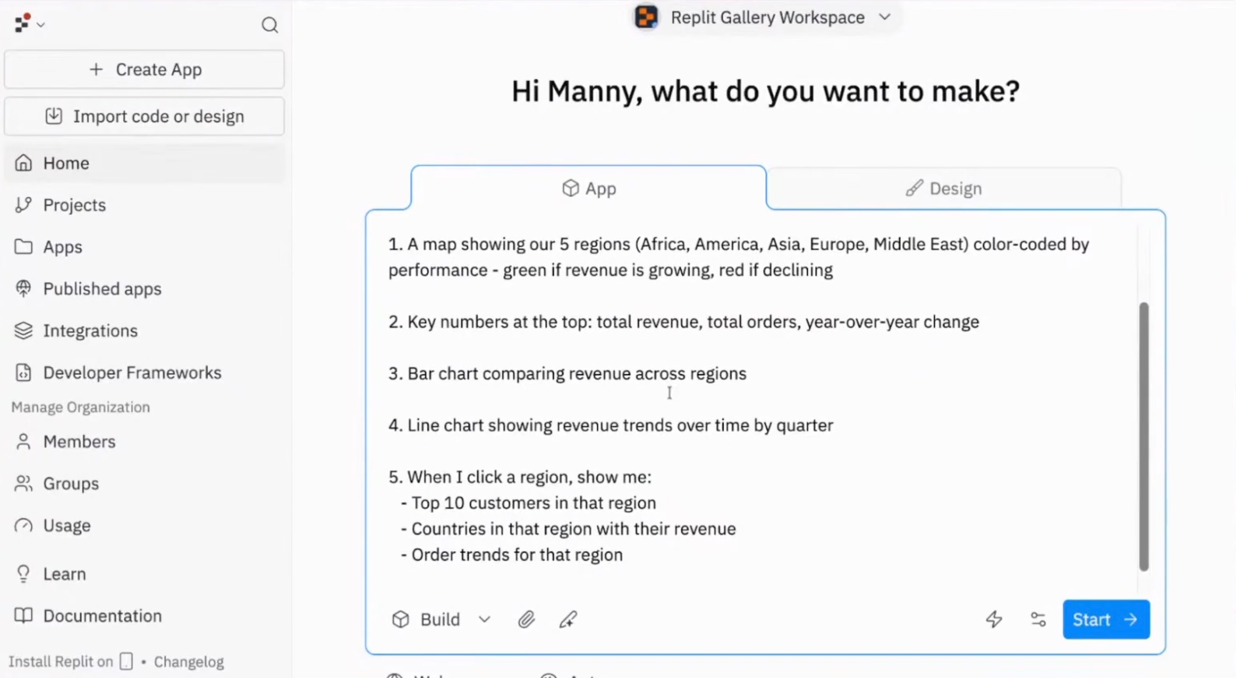 Replit prompt window