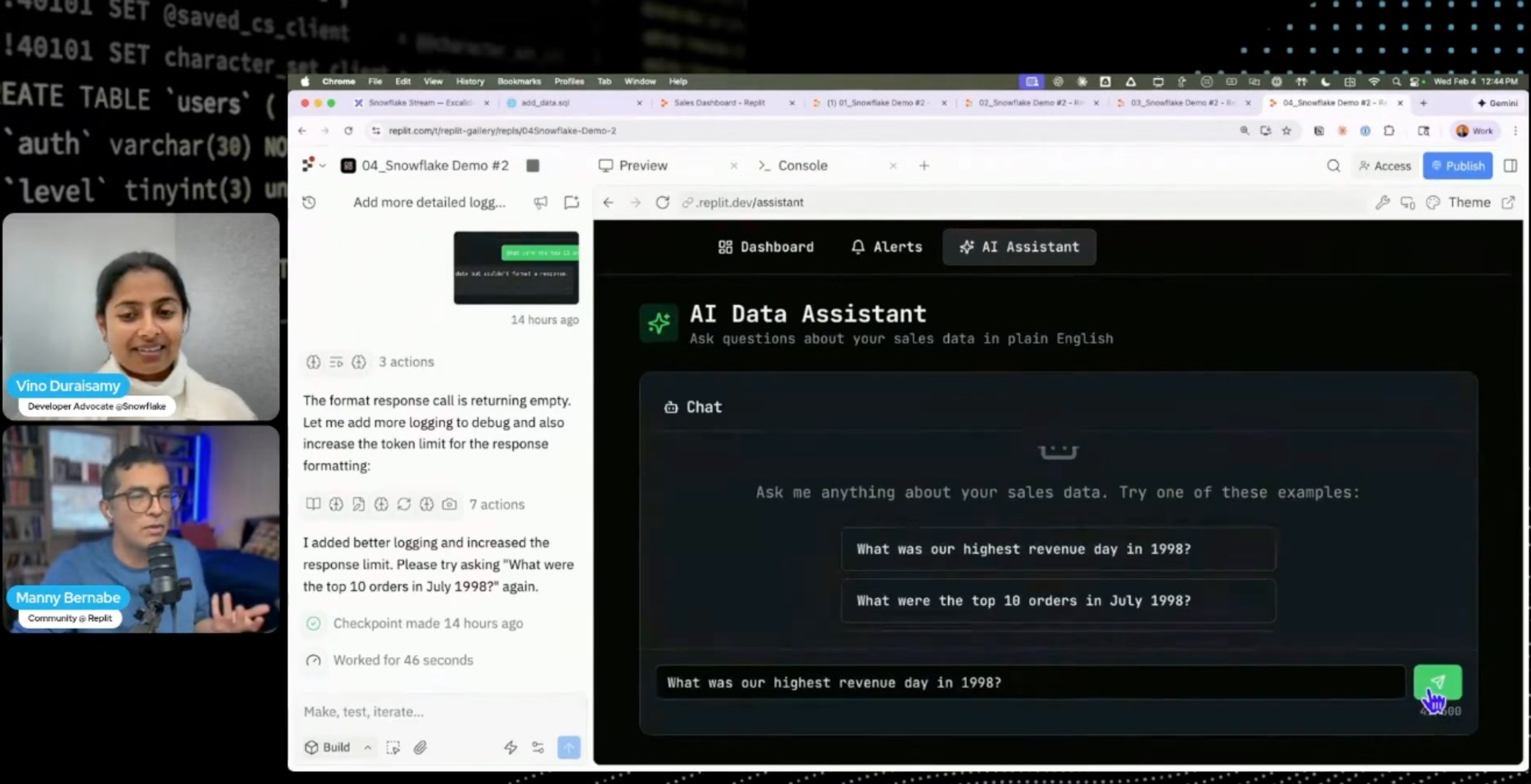 Adding AI data assistants to your Snowflake dashboards with Replit