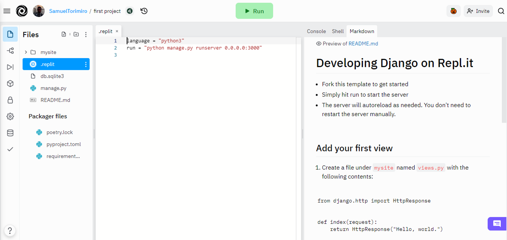 Replit — Deploying Django to Replit
