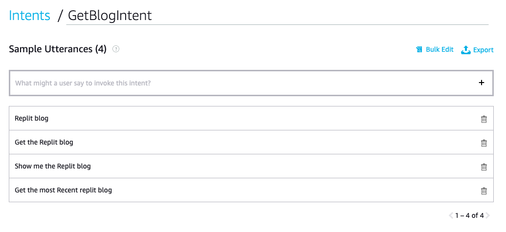 alexa GetBlogIntent