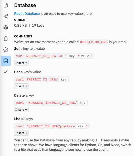 Database pane
