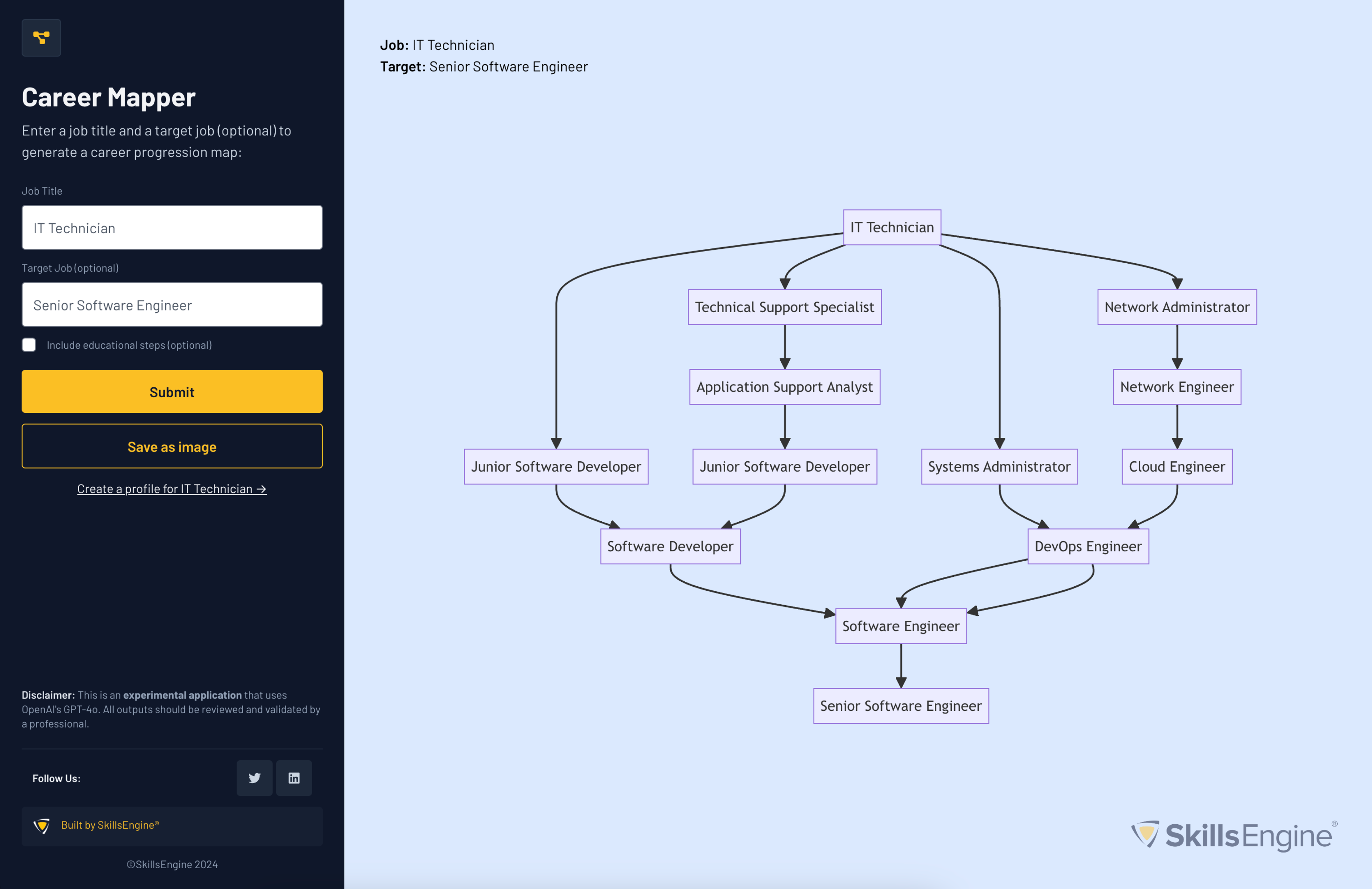 SkillsEngine AI Career Mapper, built on Replit