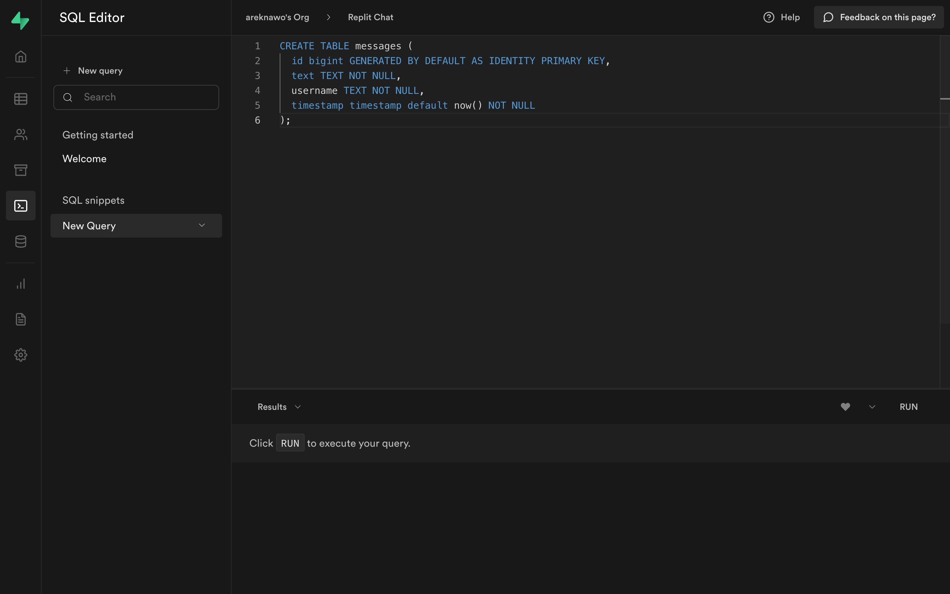 Supabase SQL Editor
