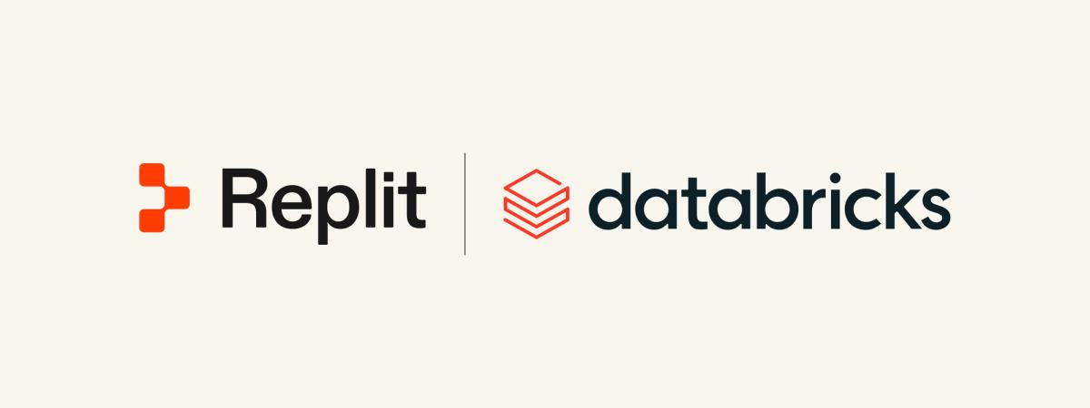 Replit and Databricks branded card announcing the general availability of the integration