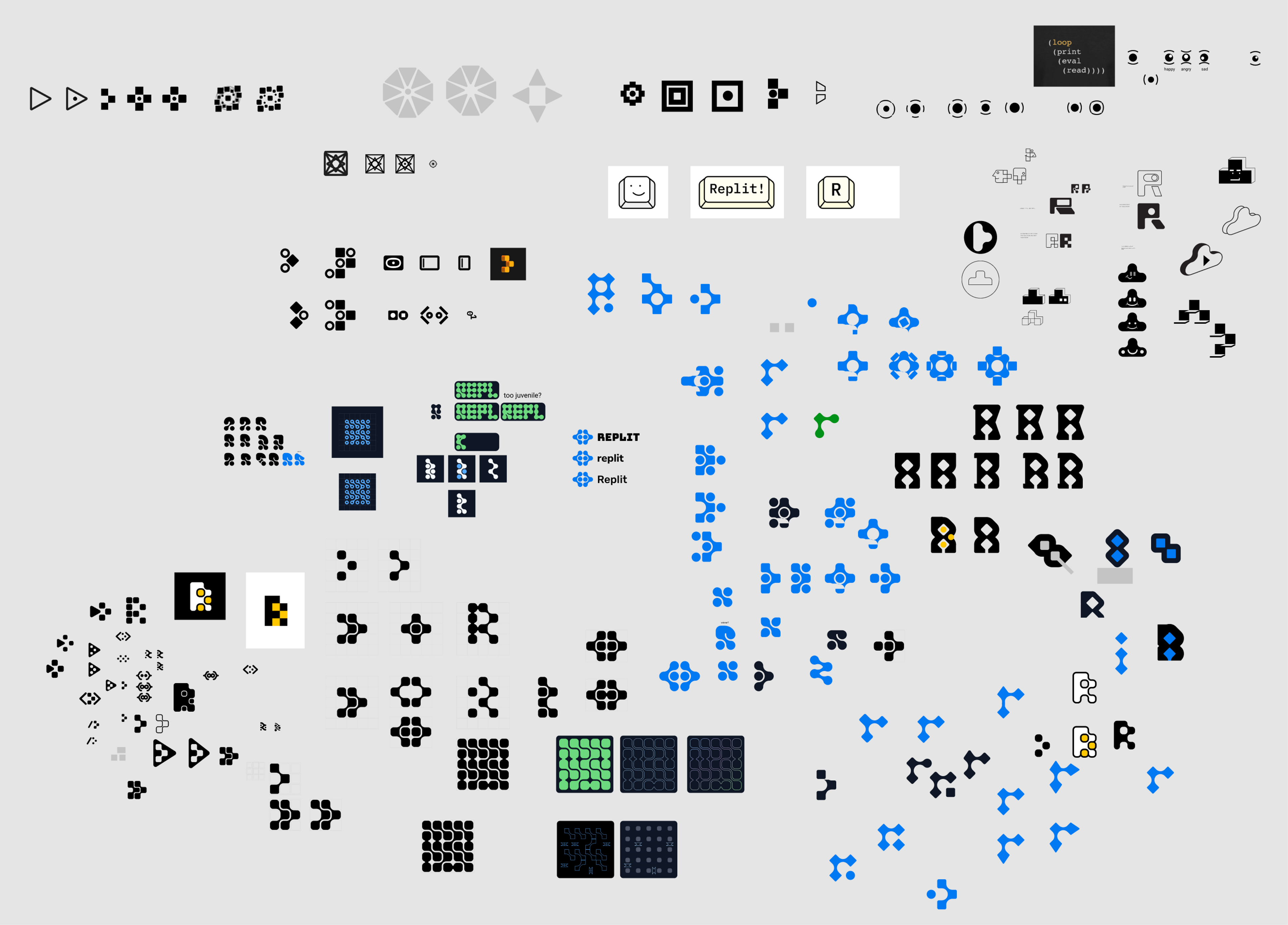 Screenshot of many different visual explorations the team did.