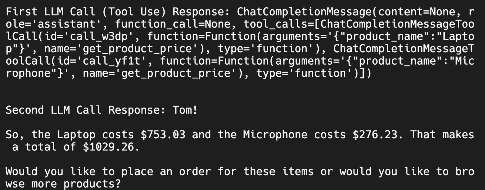 Groq parallel tool use example output