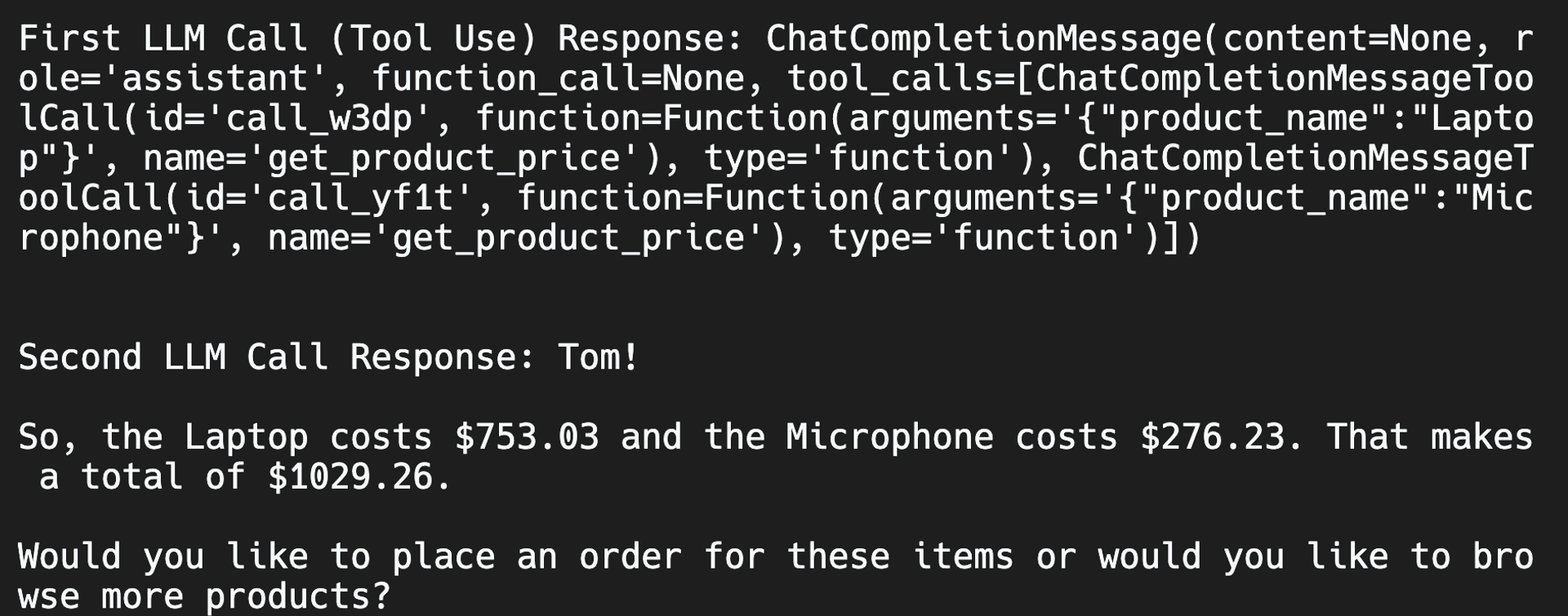 Groq parallel tool use example output