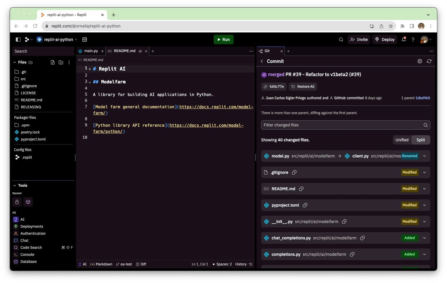 New commit view