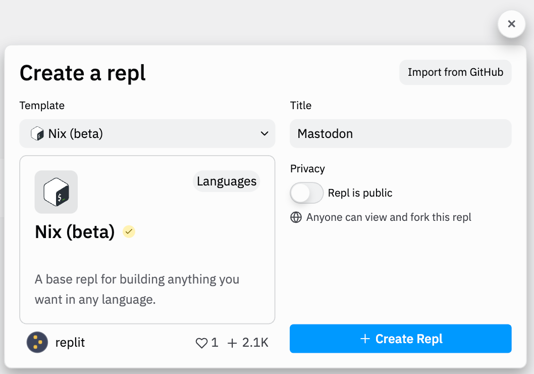 Creating New Repl