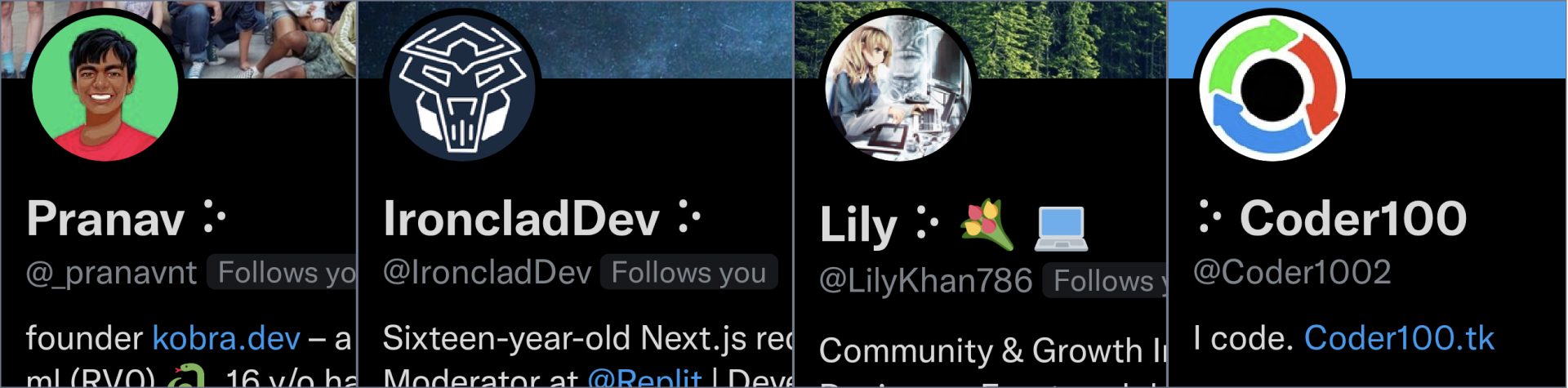 Twitter users using the three-dot prompt in their usernames.