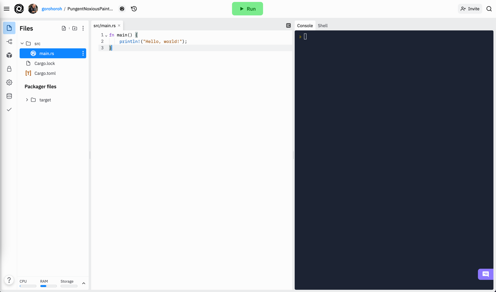 Default Rust workspace on Replit