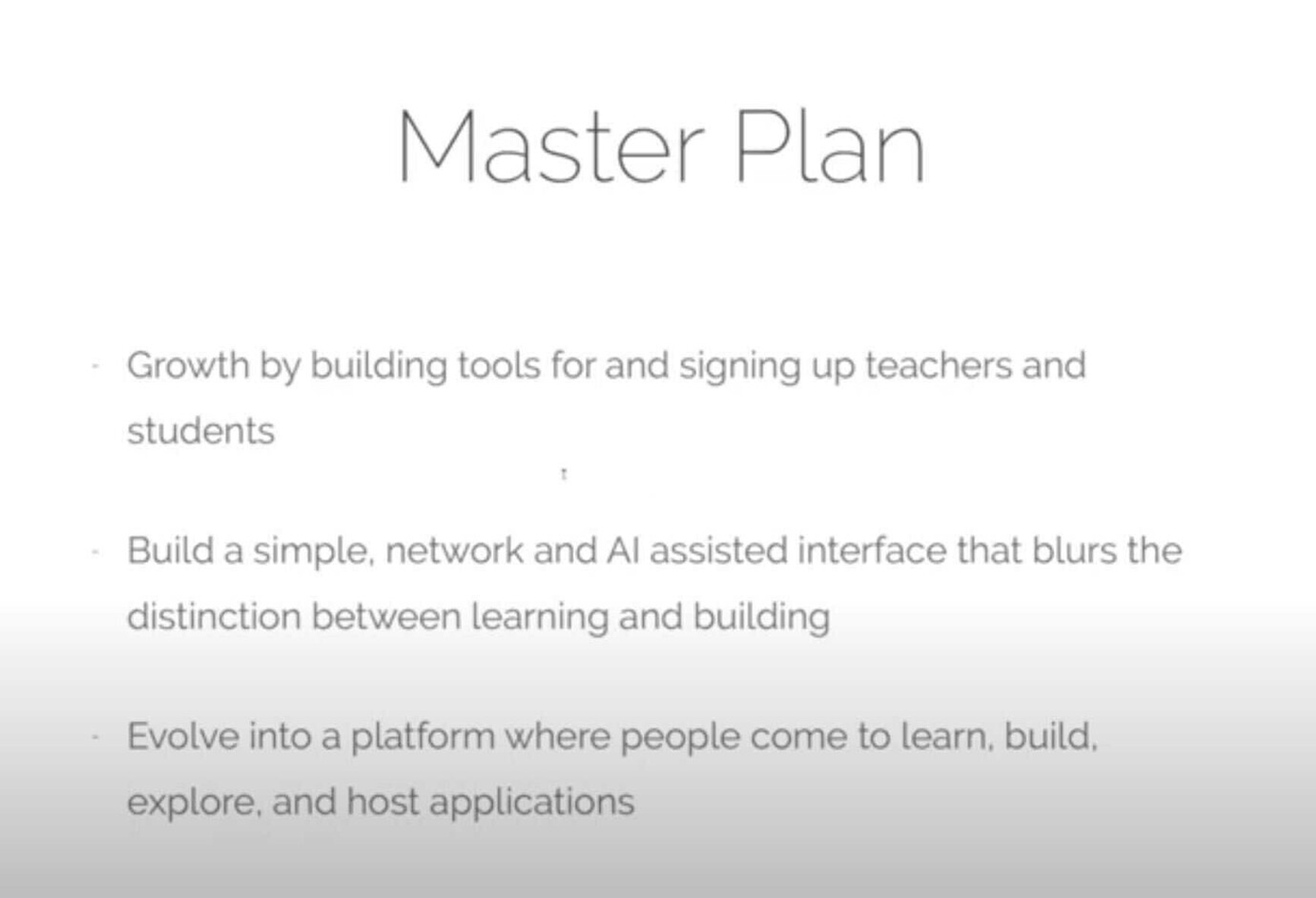 Master plan slide from pitch deck