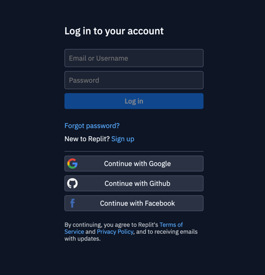 Log in to Replit