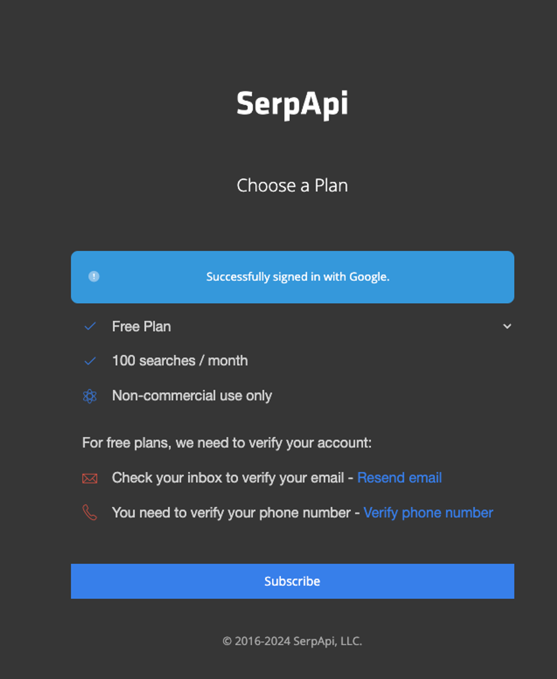 Serp API Log In