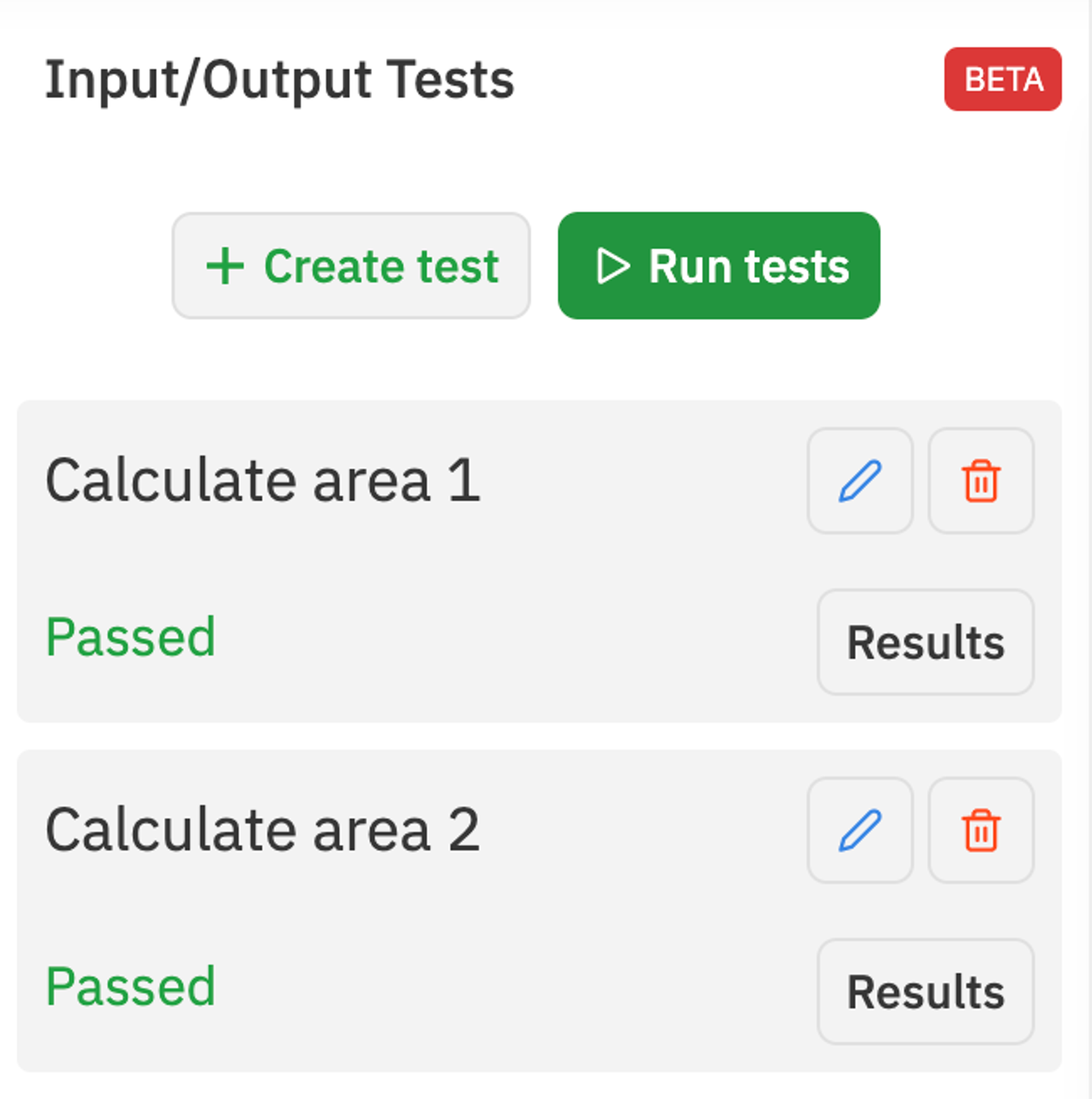 input/output tests