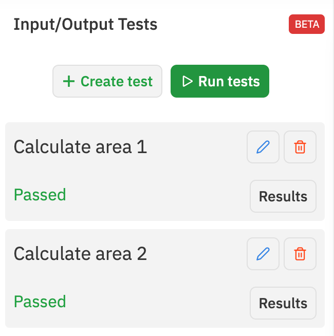 input/output tests
