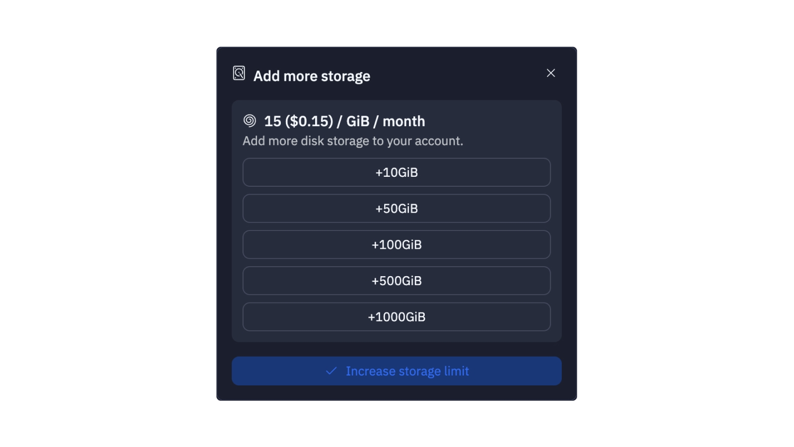 Expandable Storage upgrade tiers