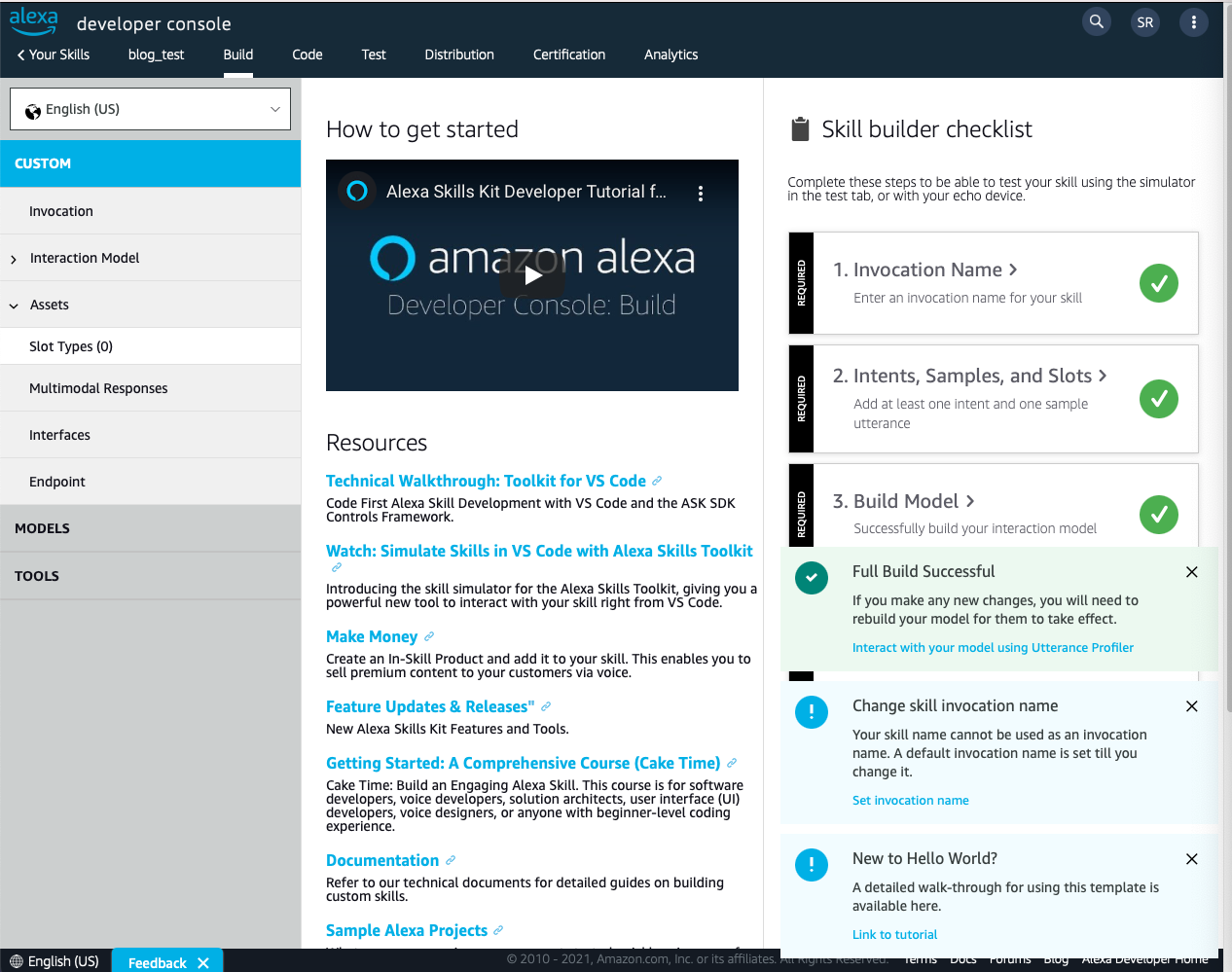 alexa developer console