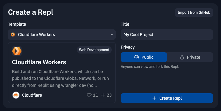 Create Cloudflare Worker Repl