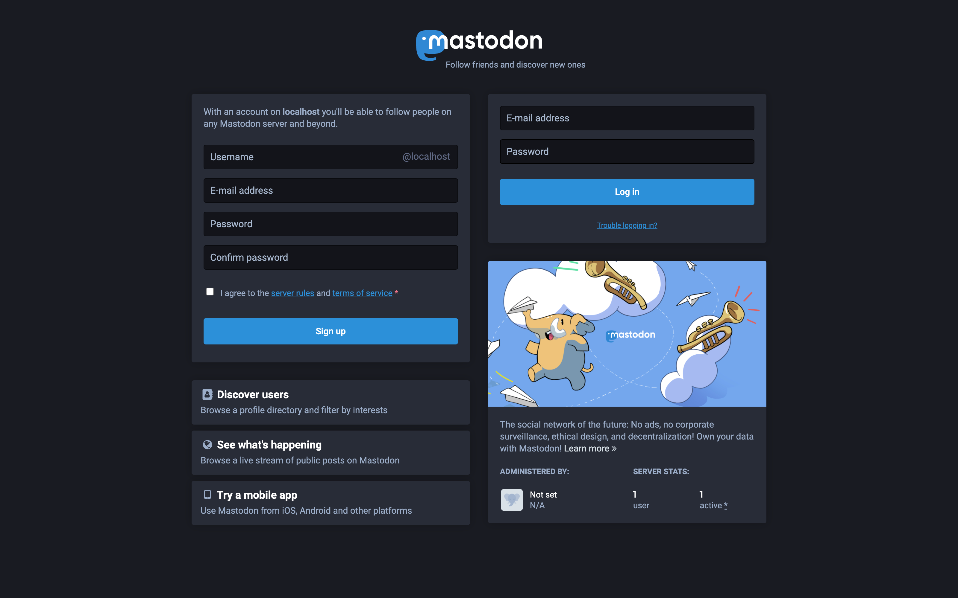 Mastodon running on Replit
