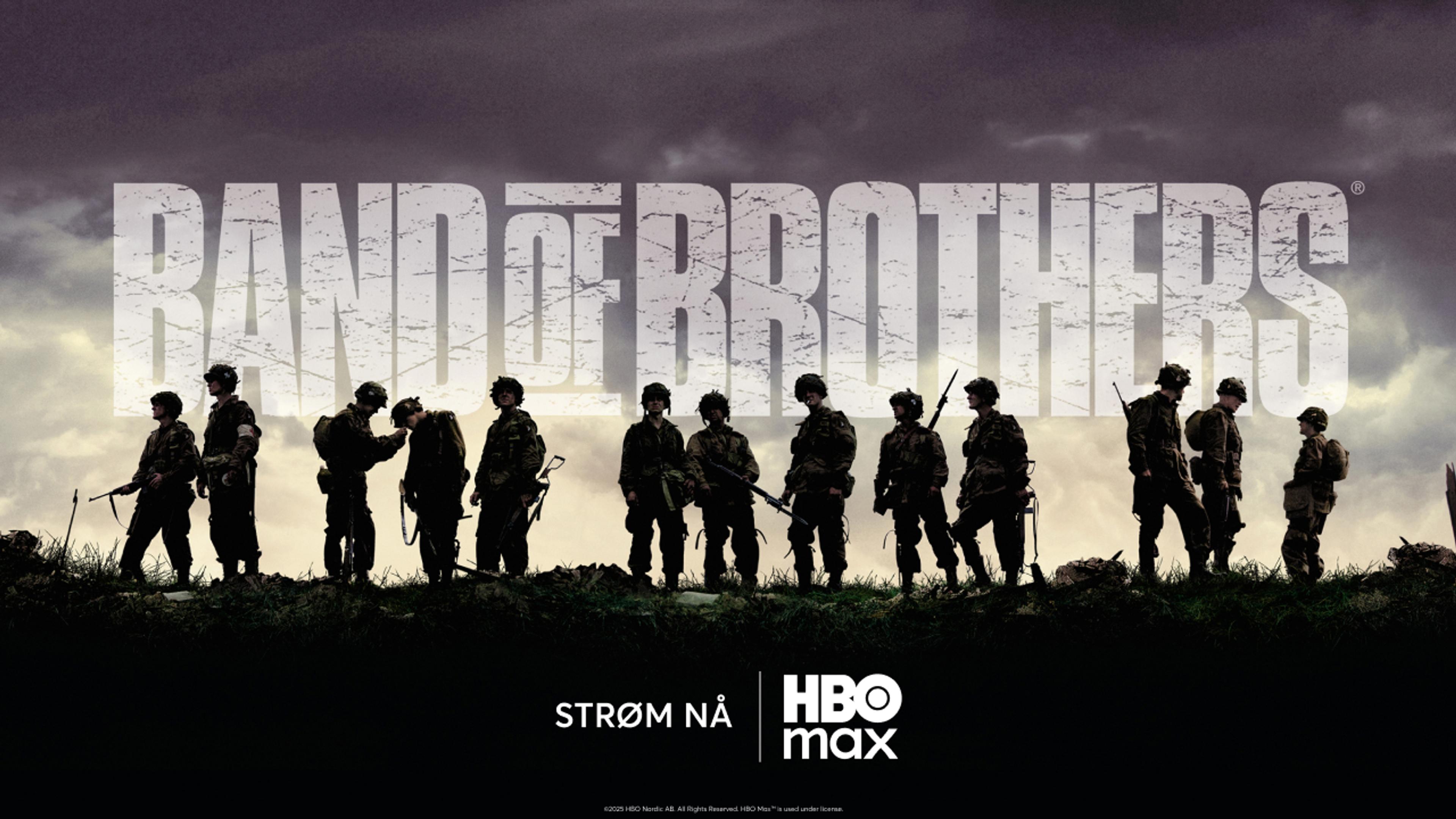 Grafikk for serien Band of Brothers som du ser på HBO Max med Strim.