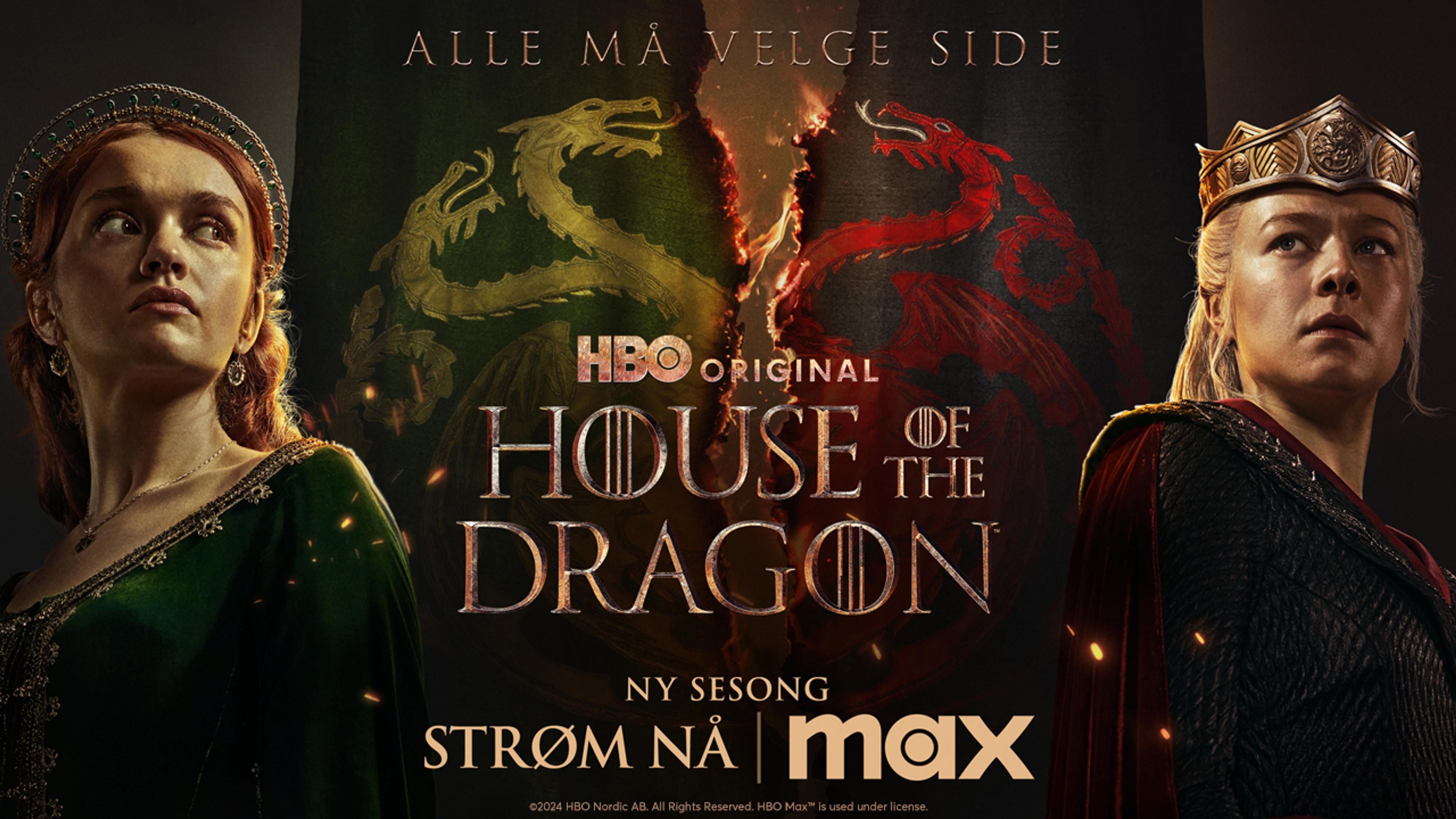 Emma D´Arcy og Olivia Cook spiller rollene som Rhaenyra og Alicent i House of the Dragon på Max.