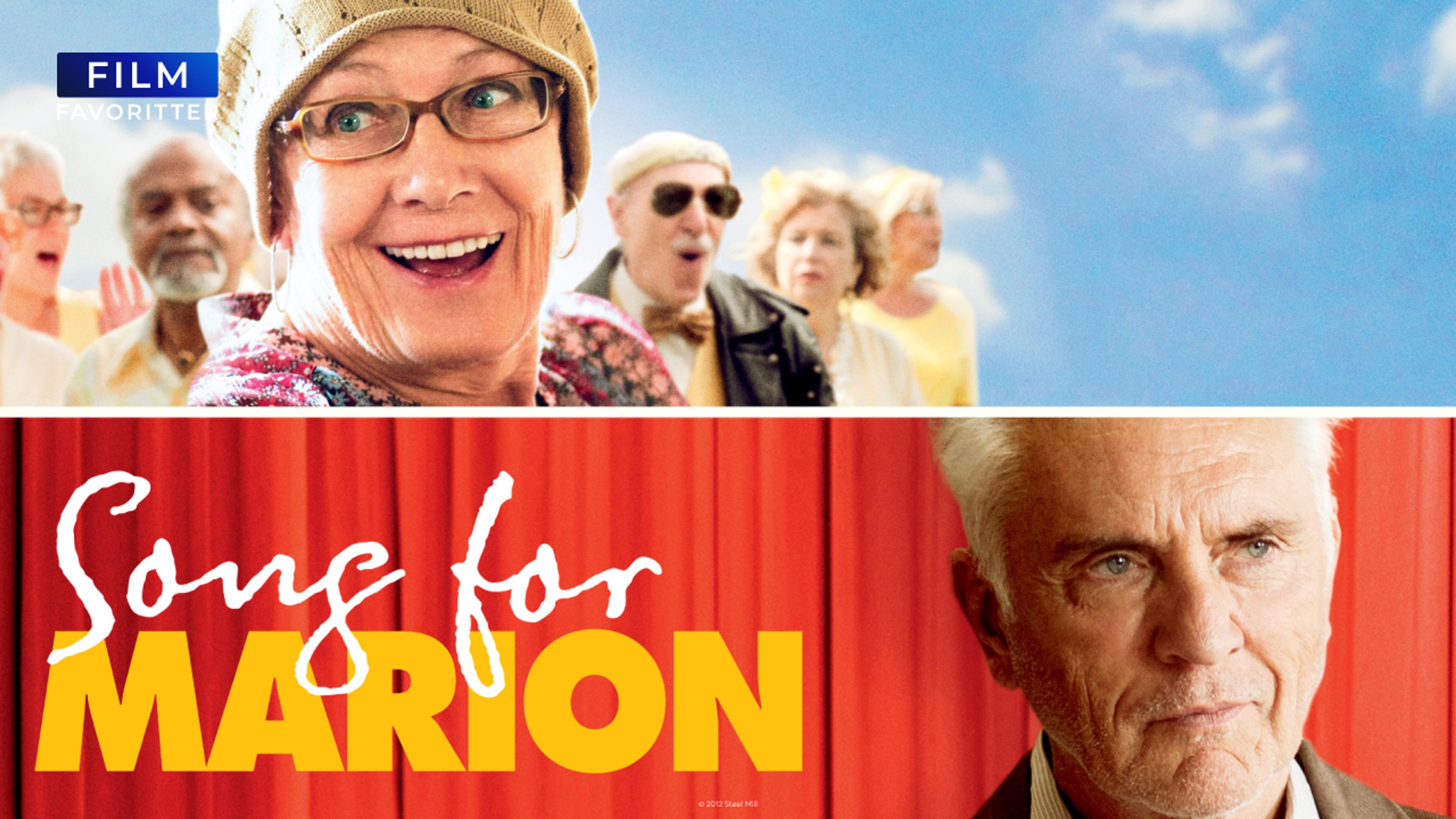 Smilende mennesker med blå himmel over en sur gammel mann med rød bakgrunn.