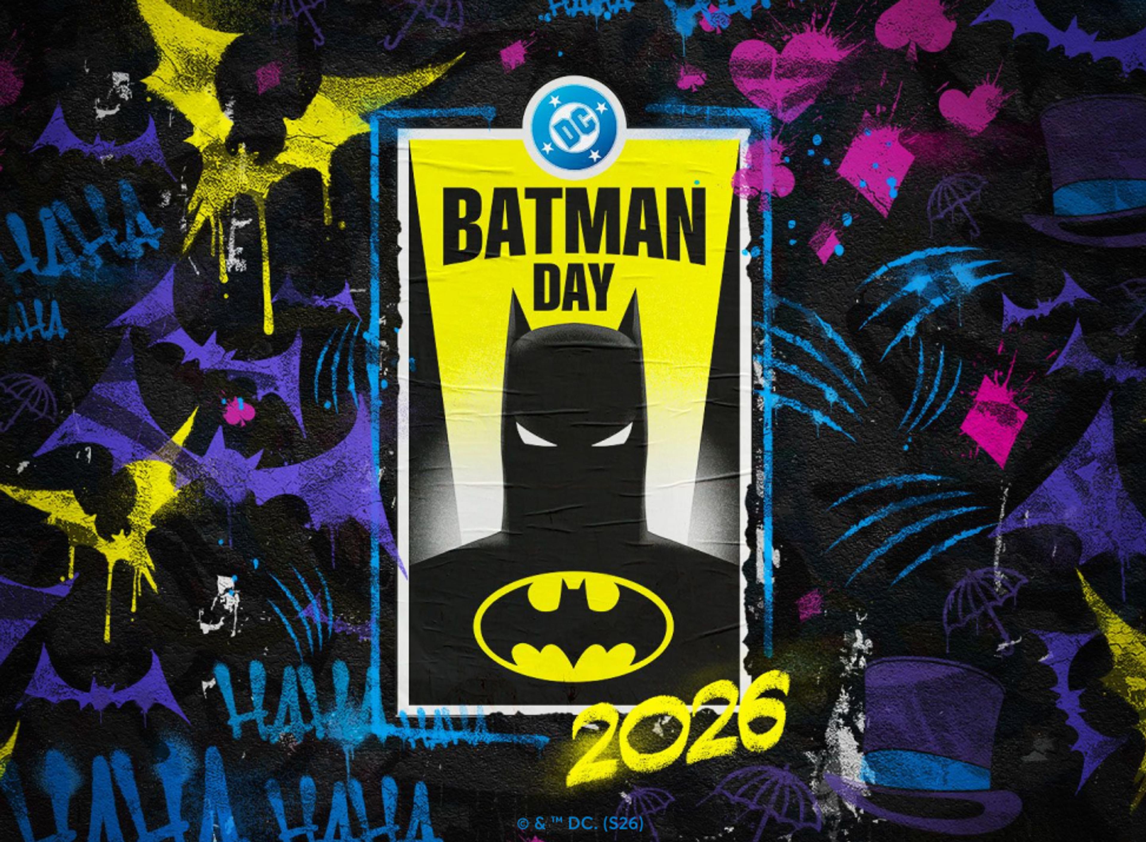 Grafikk for Batman Day som får med HBO Max med Strim.
