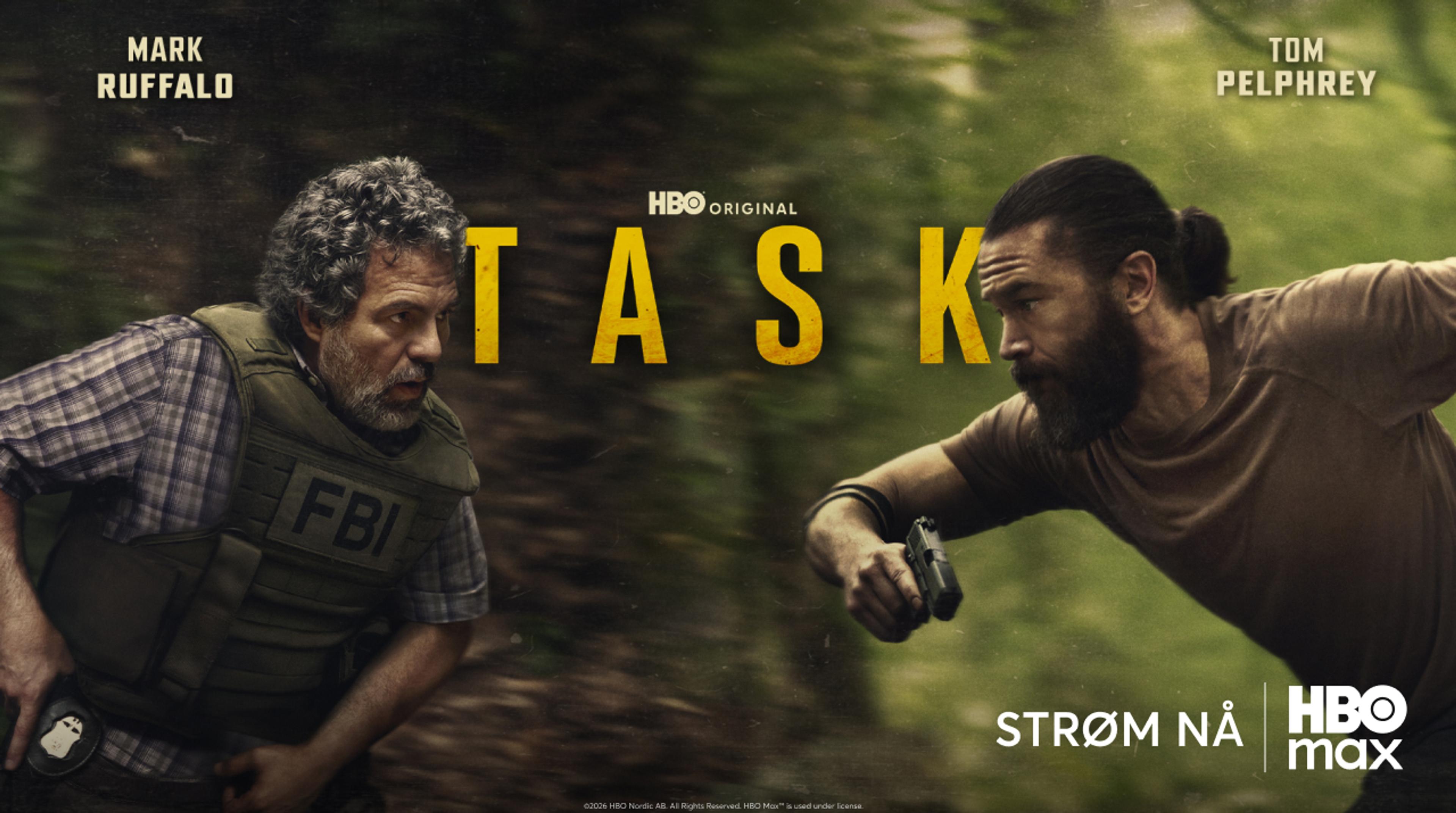 Grafikk for serien Task som du ser på HBO Max med Strim.