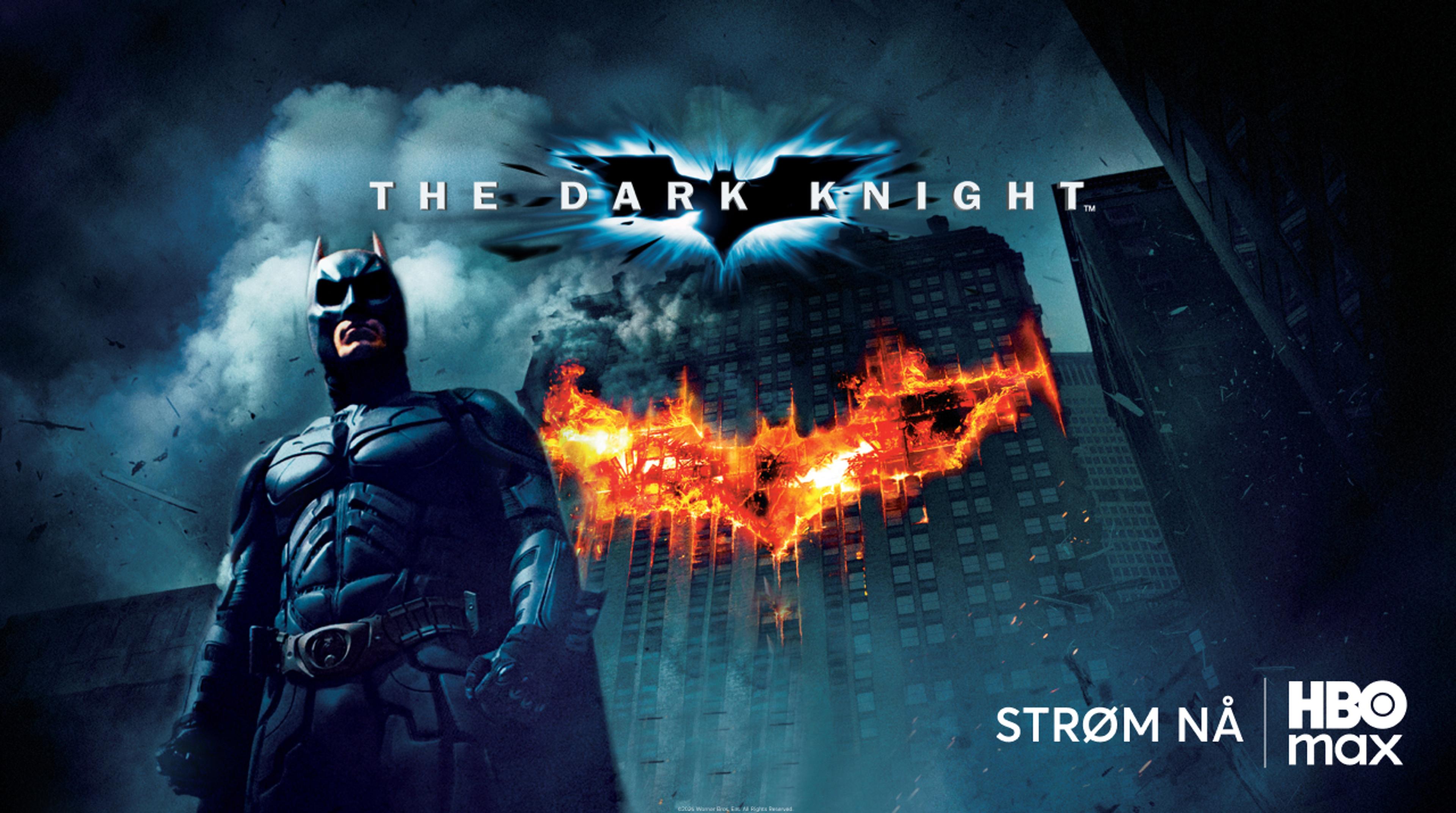 Grafikk for filmen The Dark Knight som du ser på HBO Max med Strim.