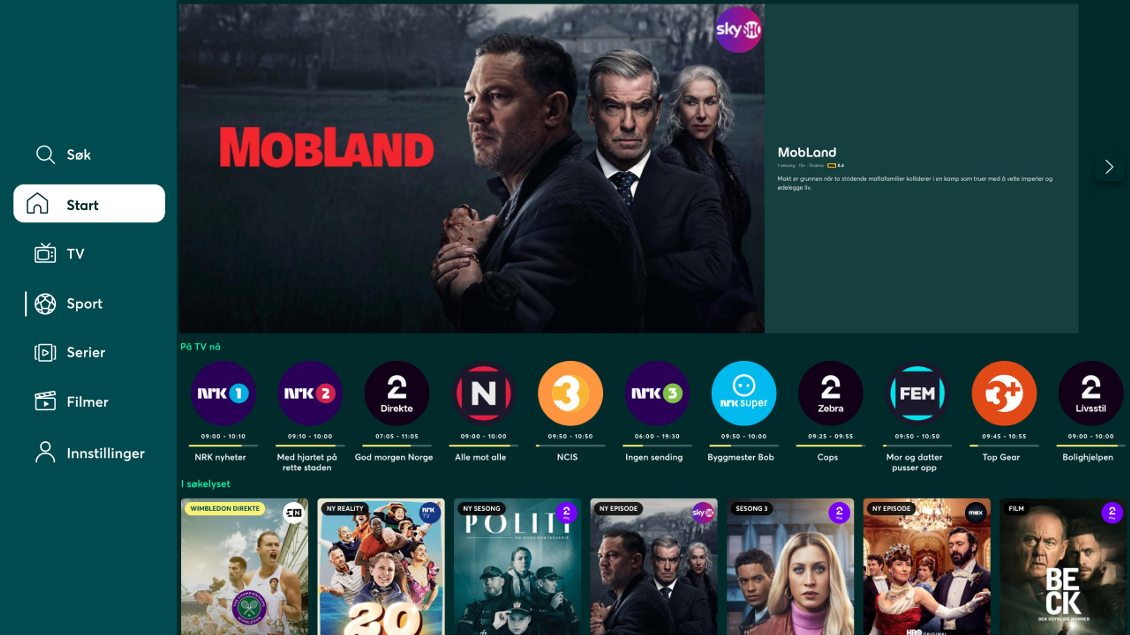 Skjermbilde som viser Strim med noe av innholdet du kan se med Strim.