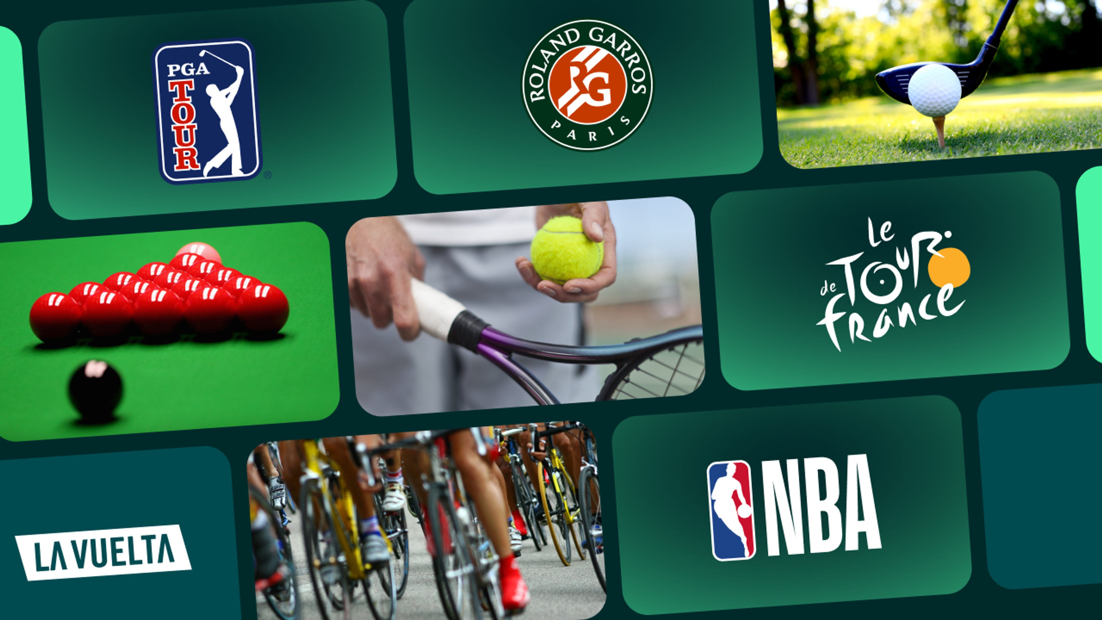 Logoer og bilder for alt du får inkludert i Max Sport med Strim.