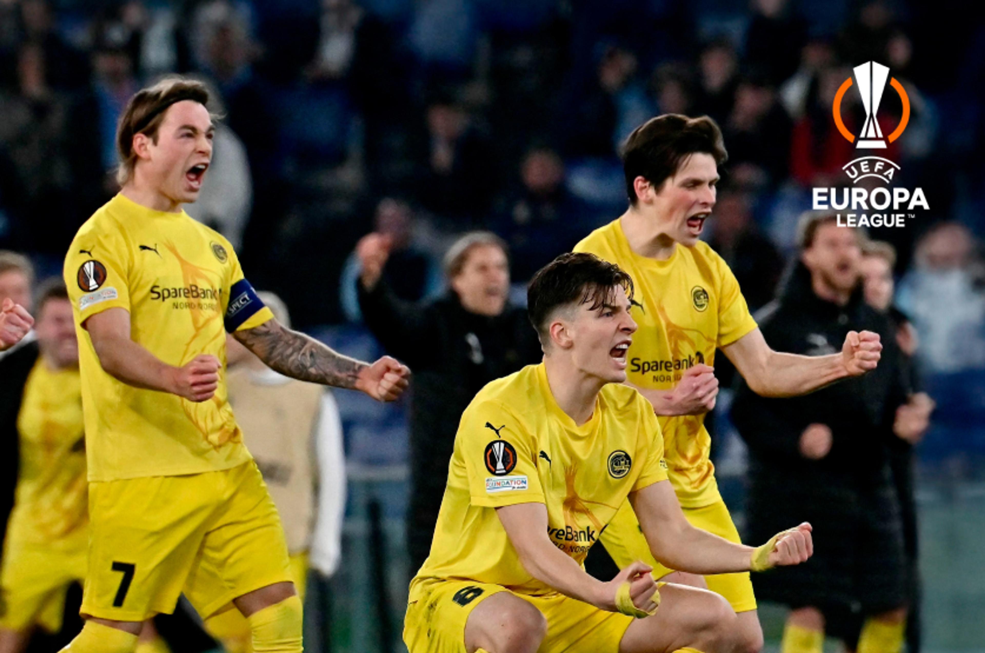 Bodø/Glimt jubler etter scoring i UEFA Europa League.