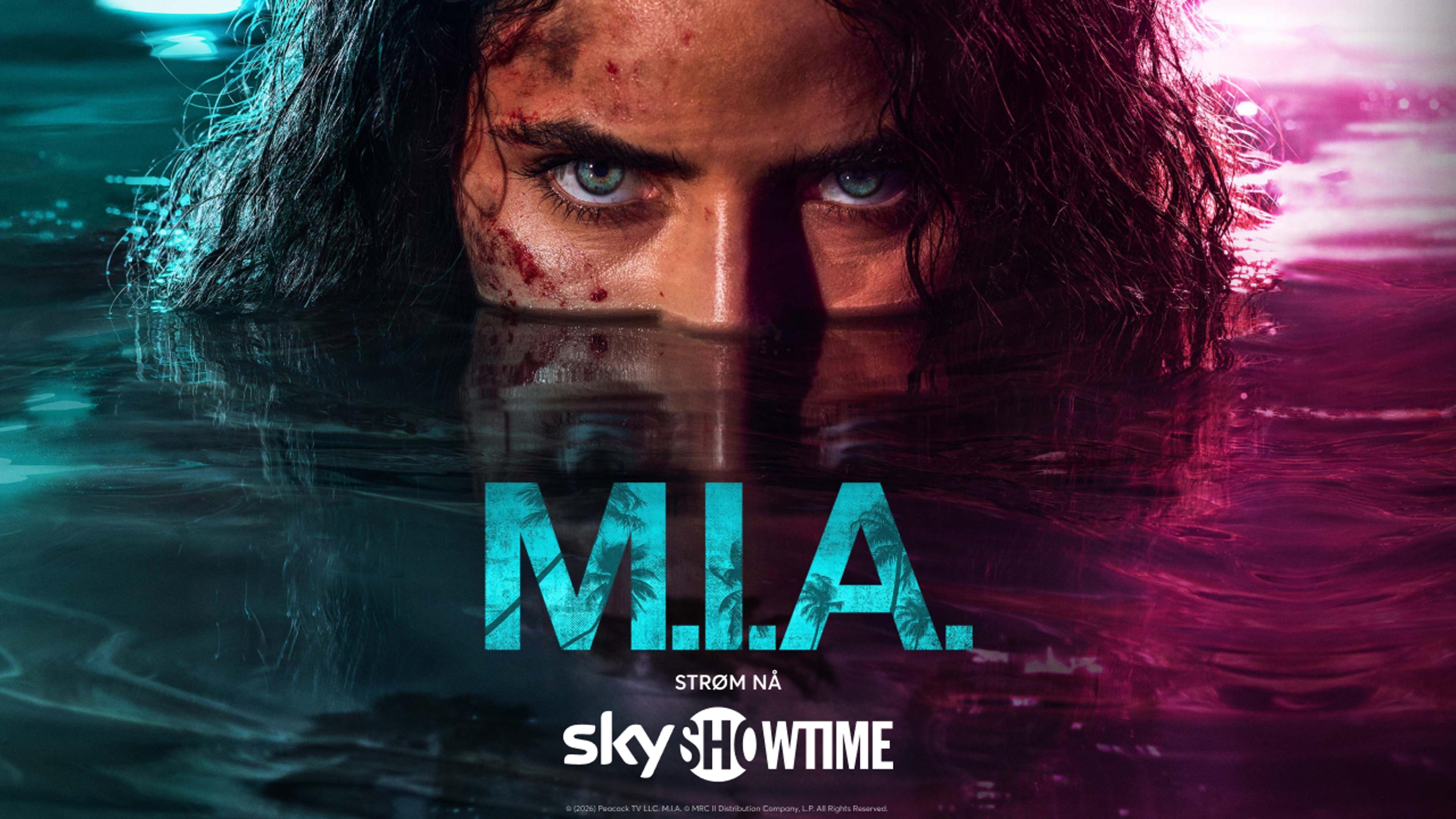 Grafikk for serien M.I.A som du ser på SkyShowtime med Strim.