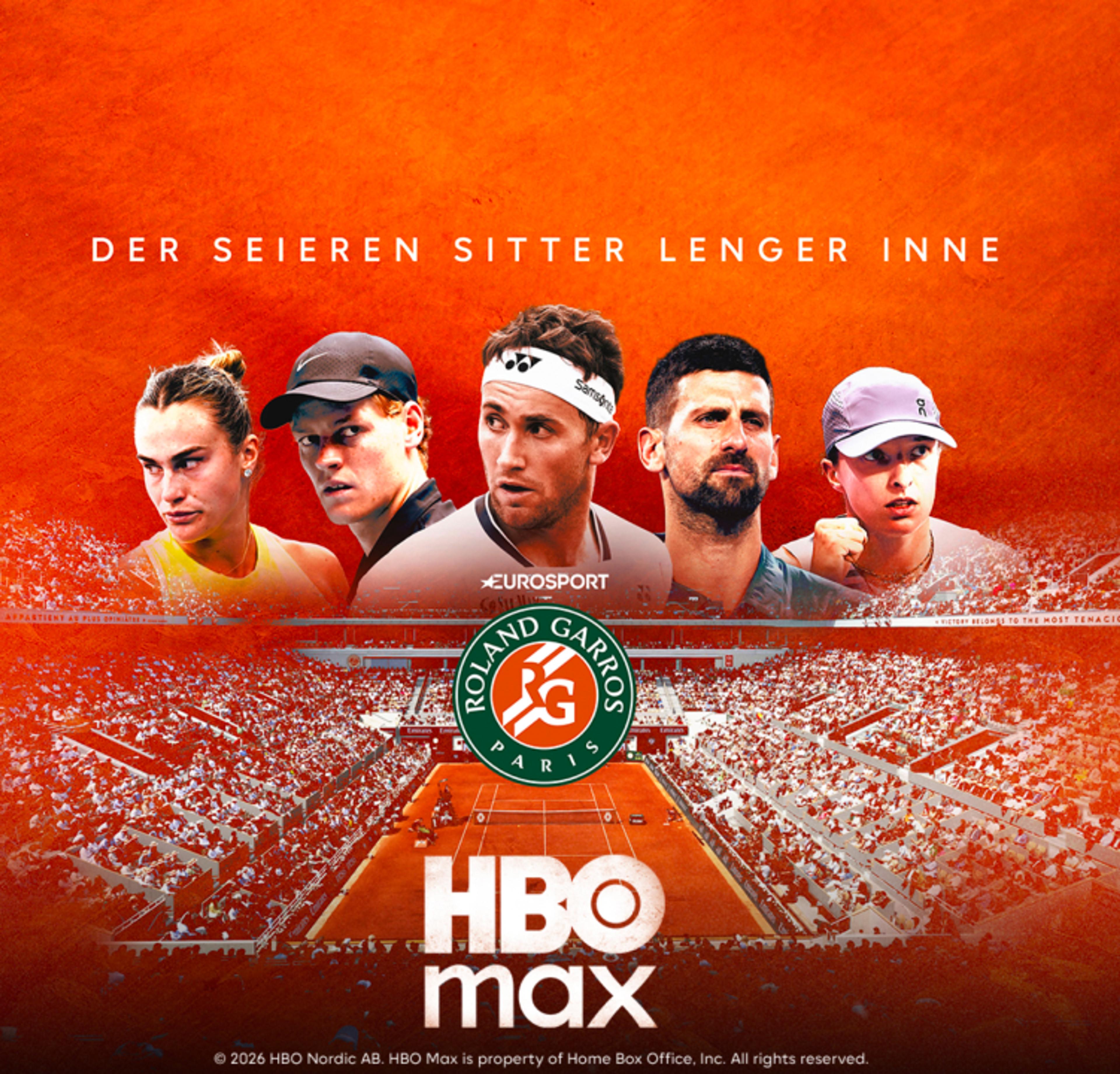Grafikk for Roland Garros som du ser på HBO Max med Strim.