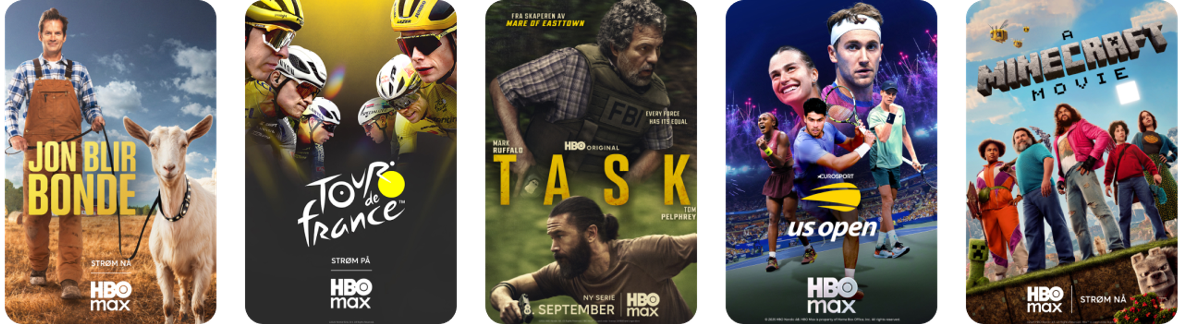 En rekke titler fra strømmetjenesten HBO Max. Alt fra norske serier til filmer og internasjonale kvalitetsserier.