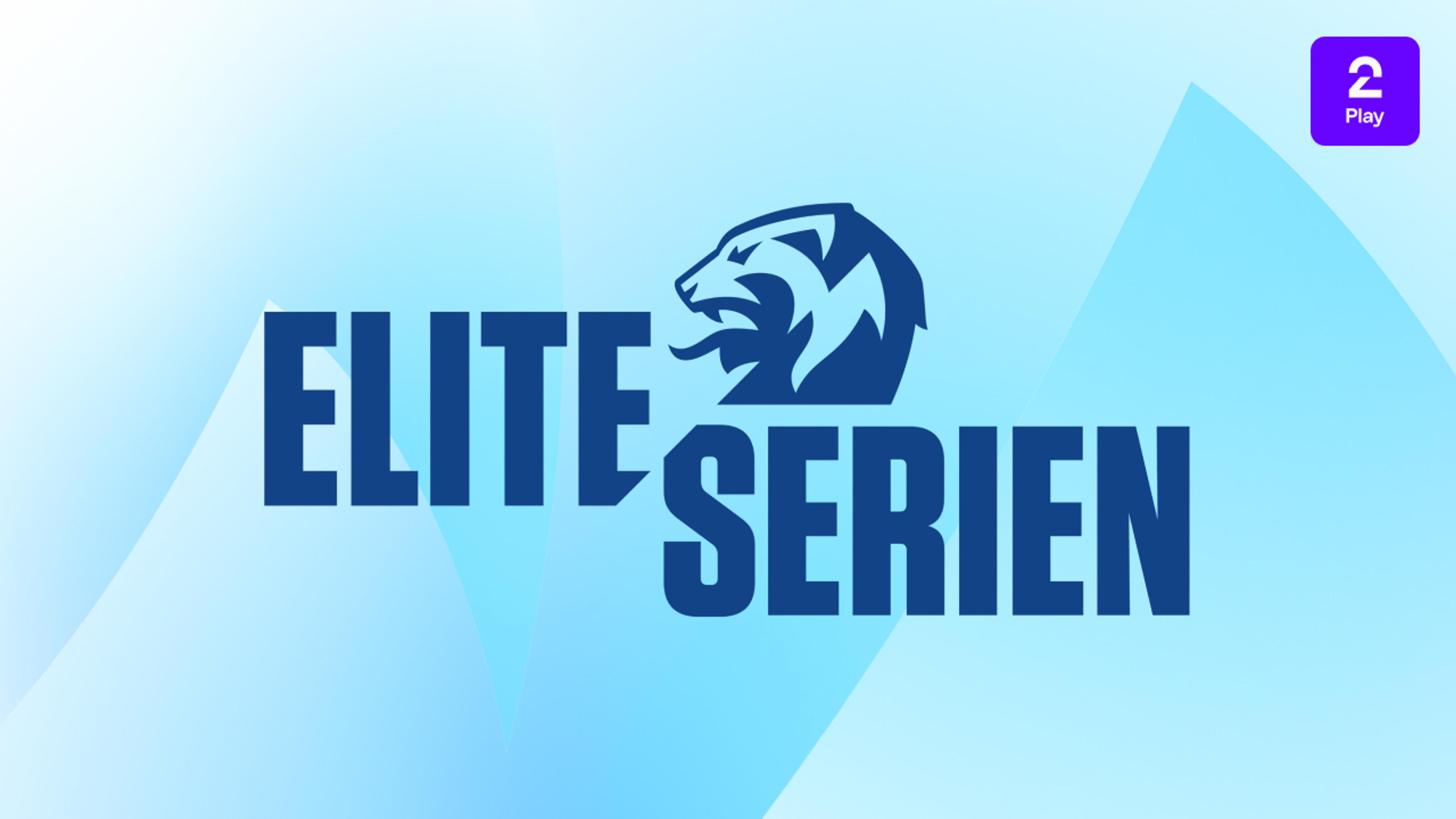 Eliteserien logoen med blå grafisk bakgrunn. TV 2 Play logoen i hjørnet.